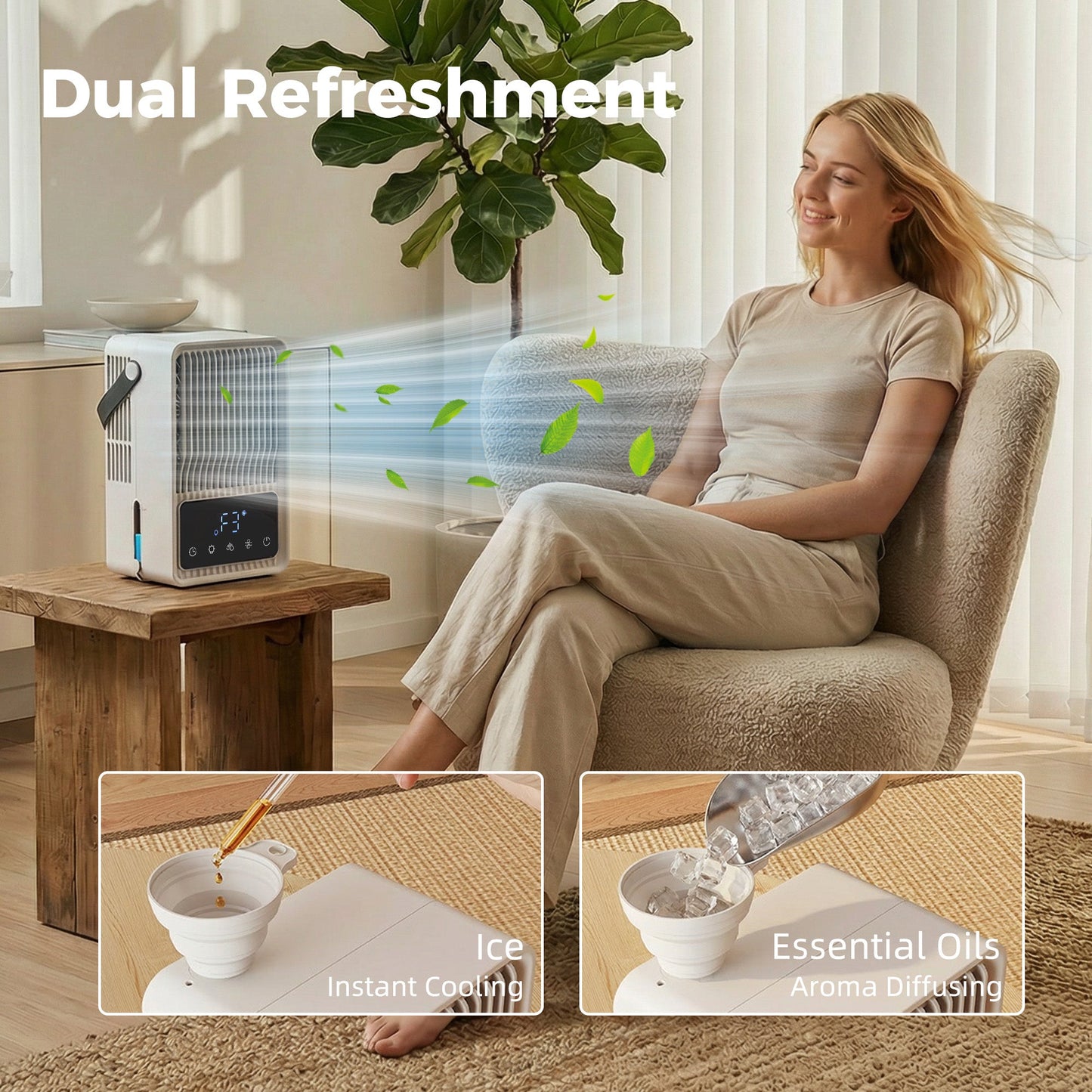 23.2 cm Desk Fan with Humidifier, 3-Speed Table Fan with 550ml Water Tank, Small Fan with RGB Light for Bedroom, Home Office, Black