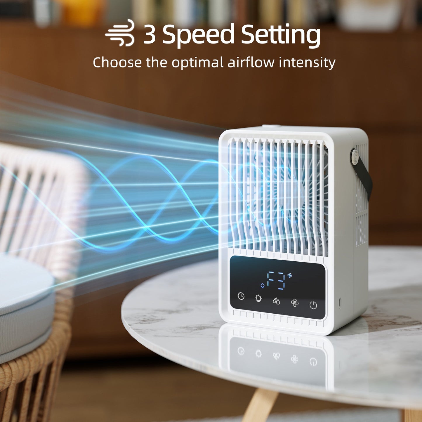 23.2 cm Desk Fan with Humidifier, 3-Speed Table Fan with 550ml Water Tank, Small Fan with RGB Light for Bedroom, Home Office, Black