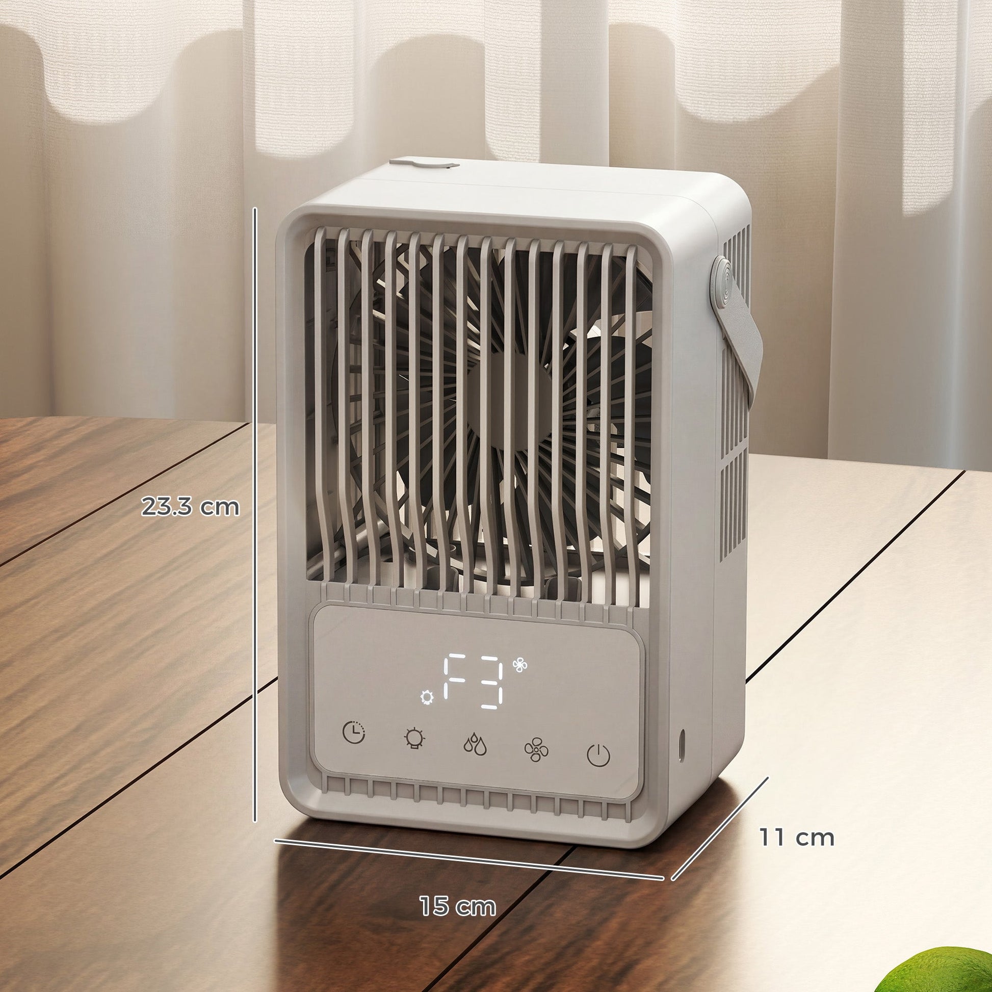 23.2 cm Desk Fan with Humidifier, 3-Speed Table Fan with 550ml Water Tank, Small Fan with RGB Light for Bedroom, Home Office, White