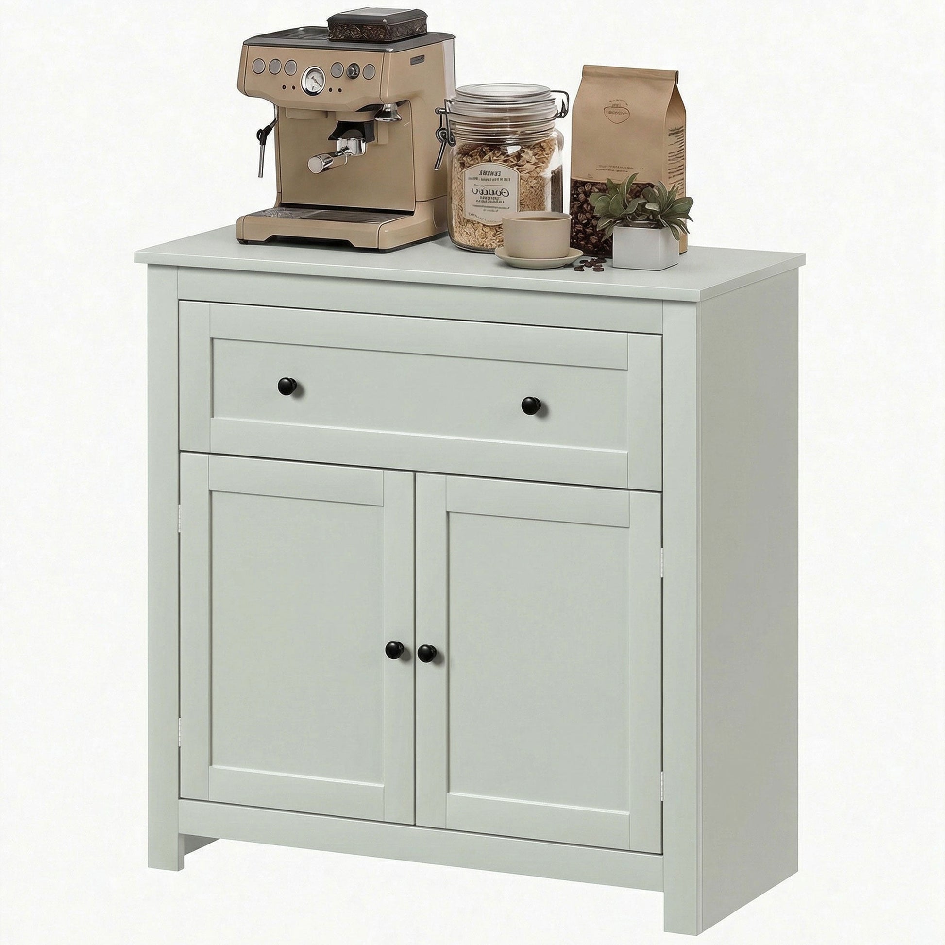 Sideboard Storage Cabinet, Modern Kitchen Cupboard with Adjustable Shelf, Drawer and Double Doors, Sideboard for Living Room, Dining Room, Hallway, Green