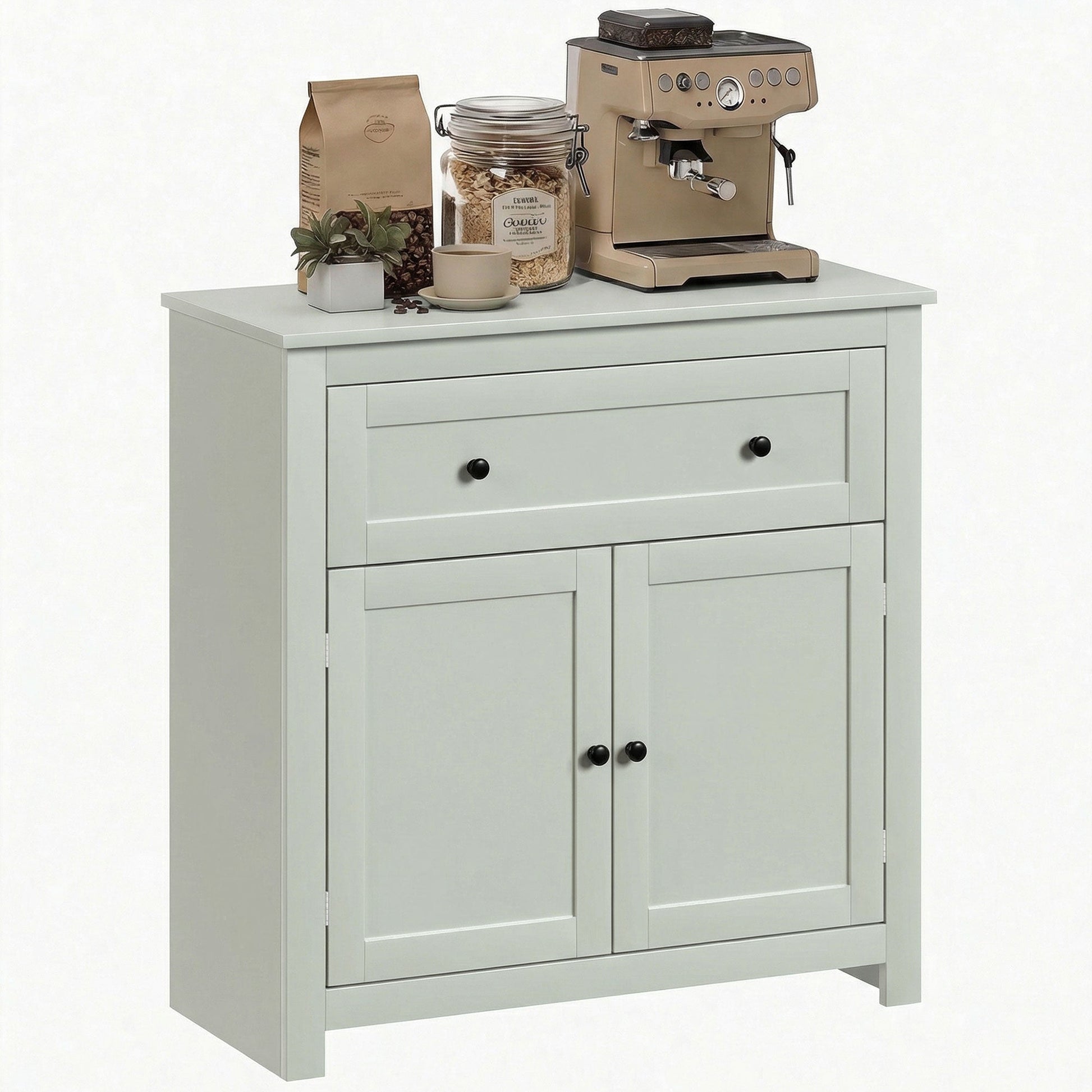 Sideboard Storage Cabinet, Modern Kitchen Cupboard with Adjustable Shelf, Drawer and Double Doors, Sideboard for Living Room, Dining Room, Hallway, Green