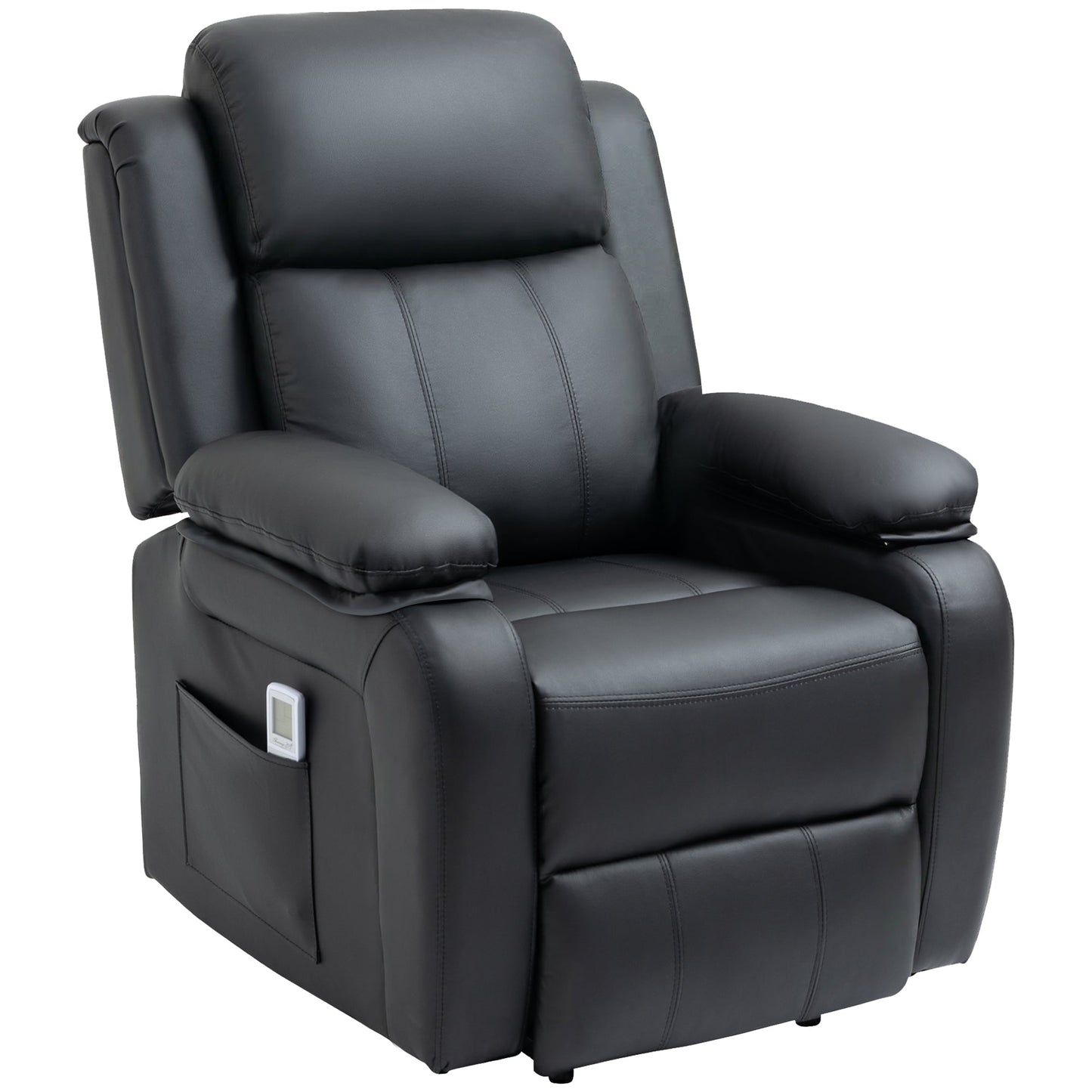 Riser and Recliner Chair with Vibration Massage, PU Leather Power Lift Chair for Elderly with Thick and High Back, Headrest, Removable Armrests, Side Pockets, Electric Lift Armchair, Black