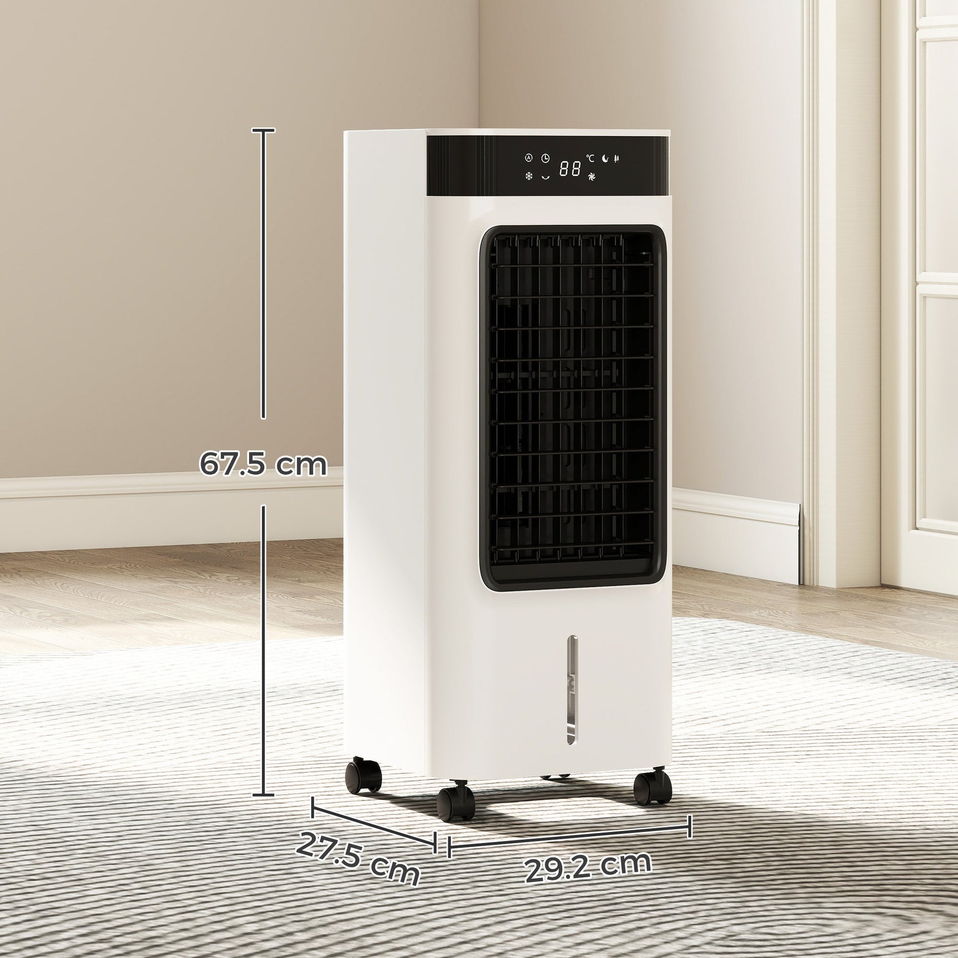 Portable Air Cooler, 3-In-1 Evaporative Air Cooler with 7 Litre Water Tank, 48° Oscillation, 3 Speeds, 3 Modes, 2 Ice Packs, Remote, for Home Office Bedroom, White