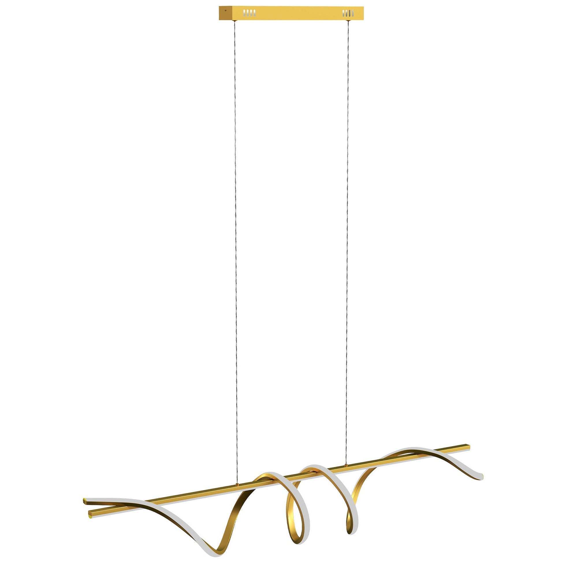 LED Pendant Light, Modern Ceiling Light with 3000K/4000K/6000K Temperatures, Adjustable Height Hanging Fixture with Wall Switch for Kitchen Island, Dining Room, Gold Tone