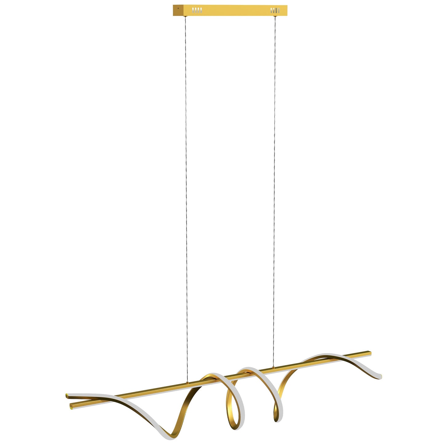 LED Pendant Light, Modern Ceiling Light with 3000K/4000K/6000K Temperatures, Adjustable Height Hanging Fixture with Wall Switch for Kitchen Island, Dining Room, Gold Tone