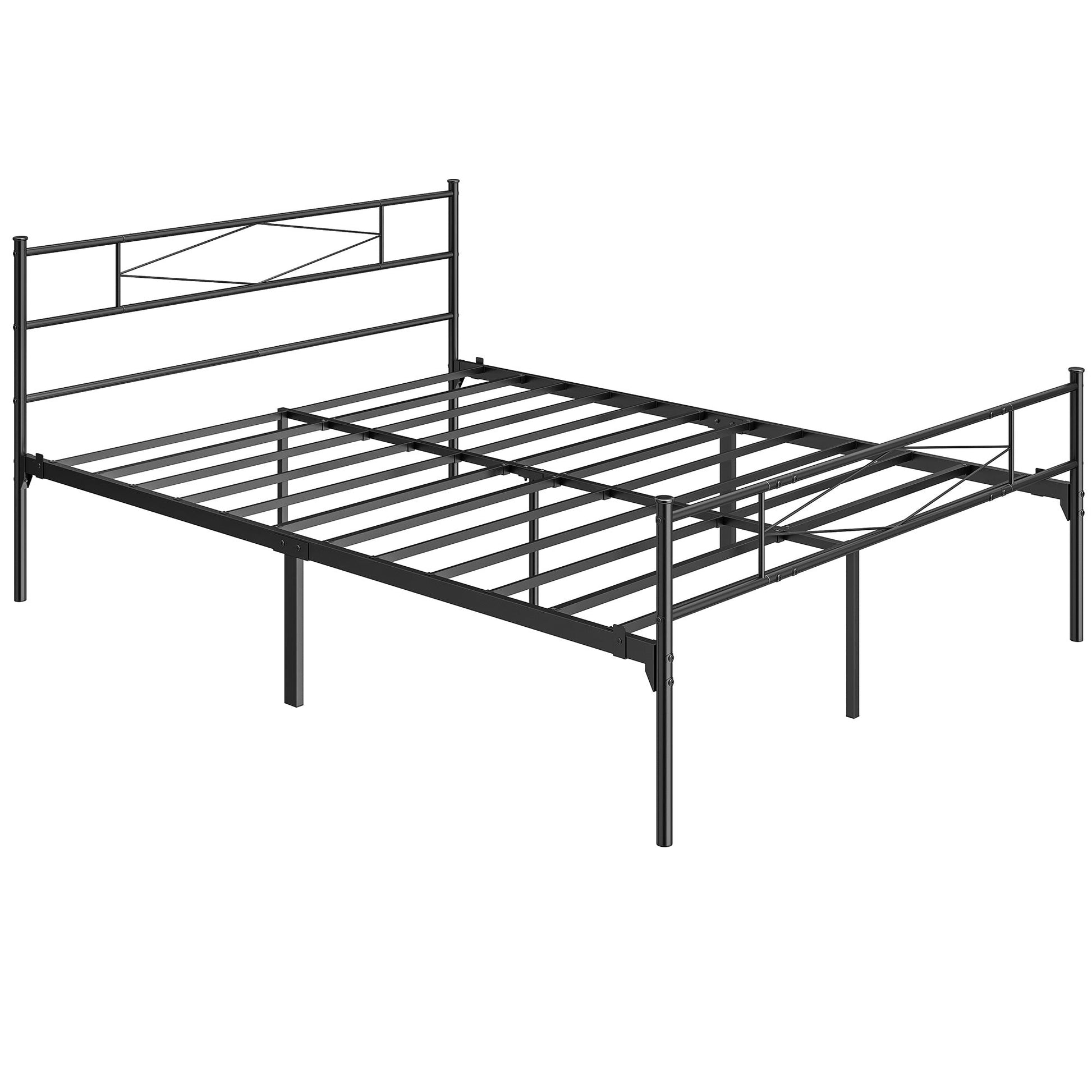 5ft King Bed Frame with Headboard and Footboard, Metal Platform Bed Frame with 32 cm Underbed Storage, Steel Slat Support, Noise-Free, No Box Spring Needed, Easy Assembly, Black