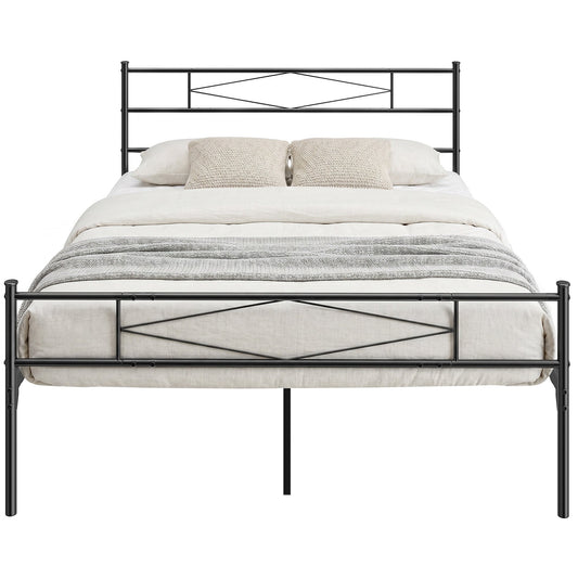 5ft King Bed Frame with Headboard and Footboard, Metal Platform Bed Frame with 32 cm Underbed Storage, Steel Slat Support, Noise-Free, No Box Spring Needed, Easy Assembly, Black