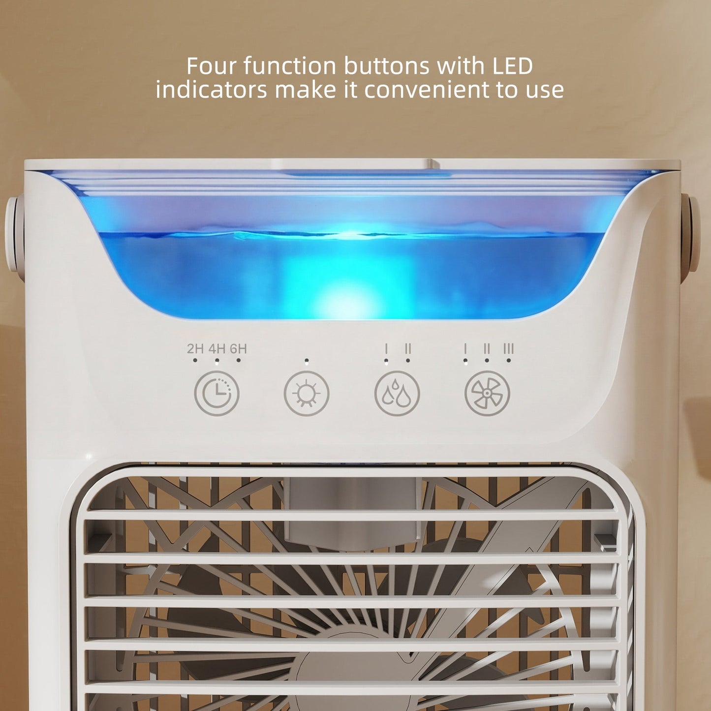 21 cm Desk Fan with Adjustable Head, 3-Speed Table Fan with 700 ml Water Tank, Small Fan with RGB Light for Bedroom, Home Office, Grey