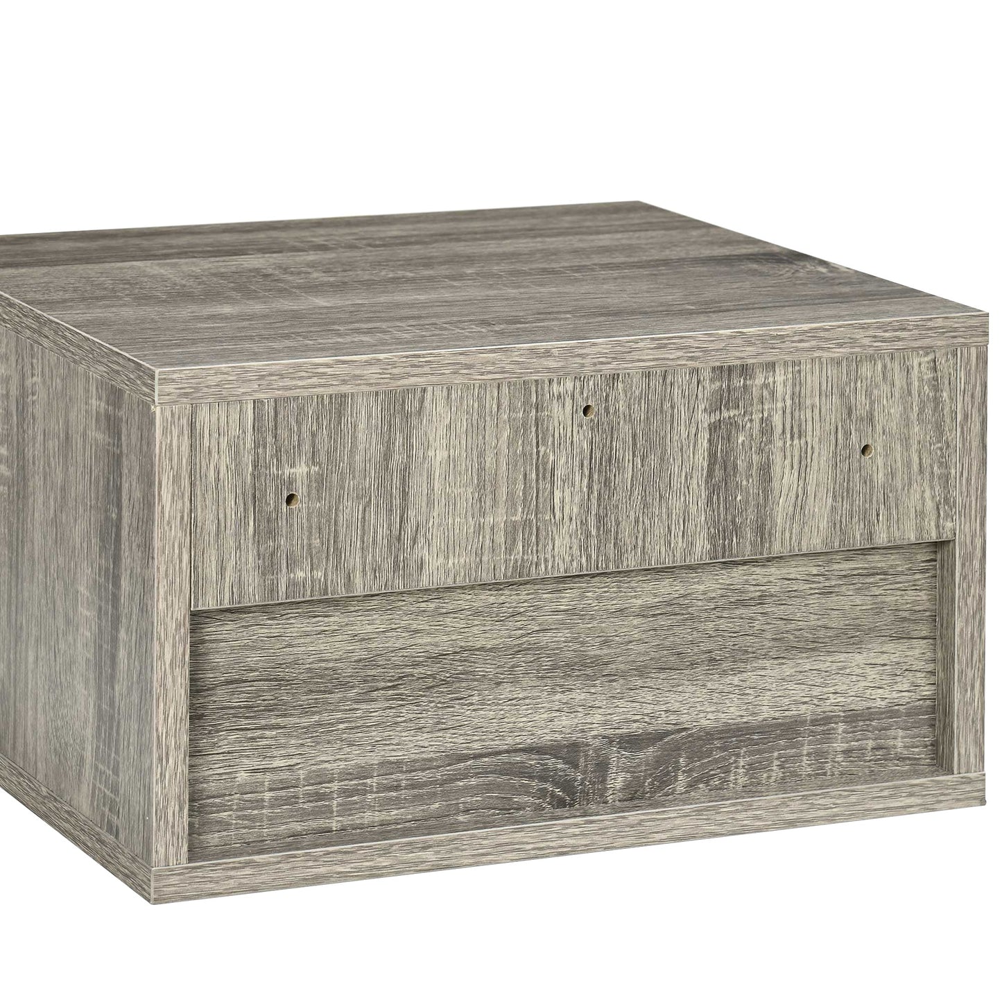 HOMCOM Floating Bedside Table Set of 2 Wall Mounted Nightstand with Storage Drawer and Open Shelf for Bedroom, Weathered Brown Wood-Effect