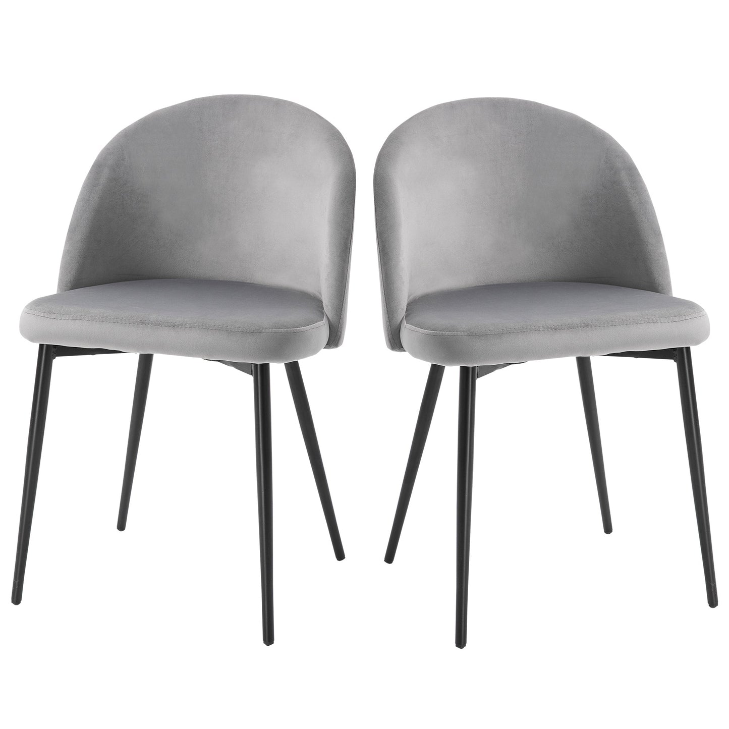 HOMCOM Dining Chairs Set of 2 Contemporary Design for Office Dining Kitchen with Soft Fabric Seat and Back Living Room, Grey