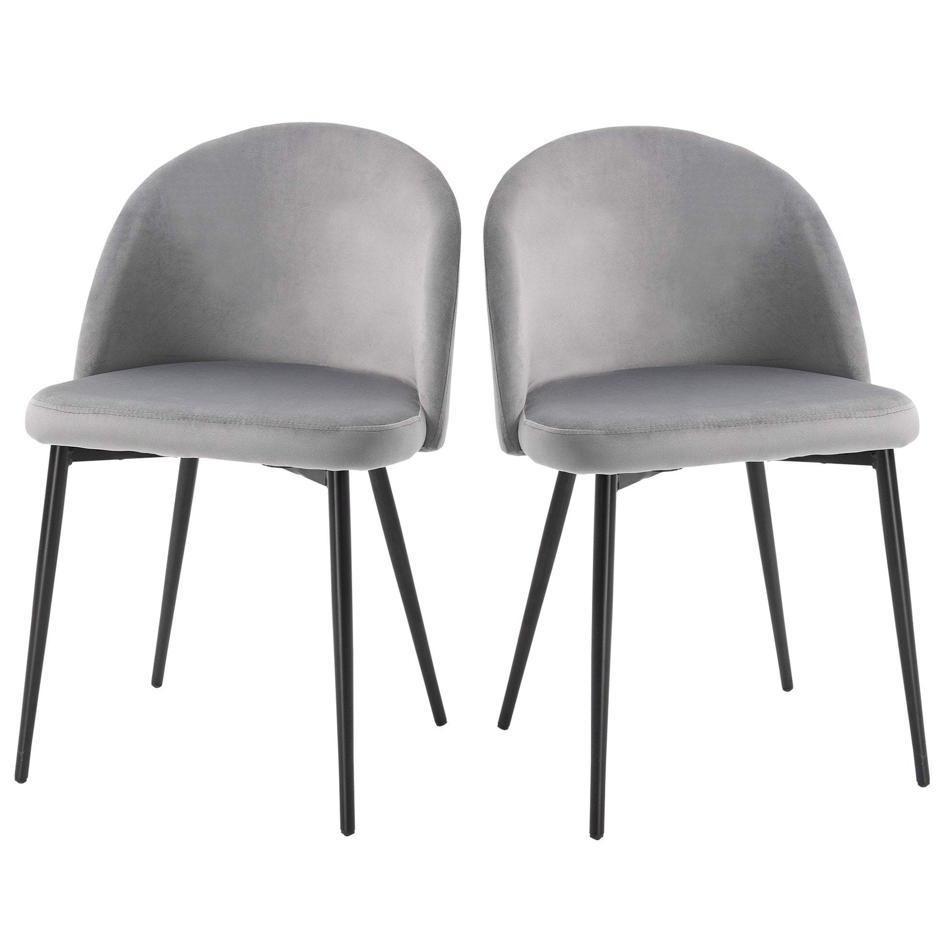 HOMCOM Dining Chairs Set of 2 Contemporary Design for Office Dining Kitchen with Soft Fabric Seat and Back Living Room, Grey
