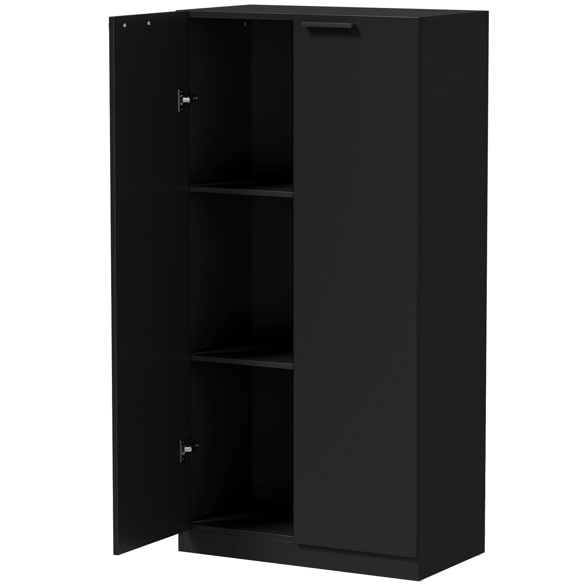 120 cm Tall Storage Cabinet Cupboard, 3-Tier File Organiser Wooden Filing Cabinet, Soft-Close Hinges, for Tool Garage Storage, Home Office, Study, Living Room, Black