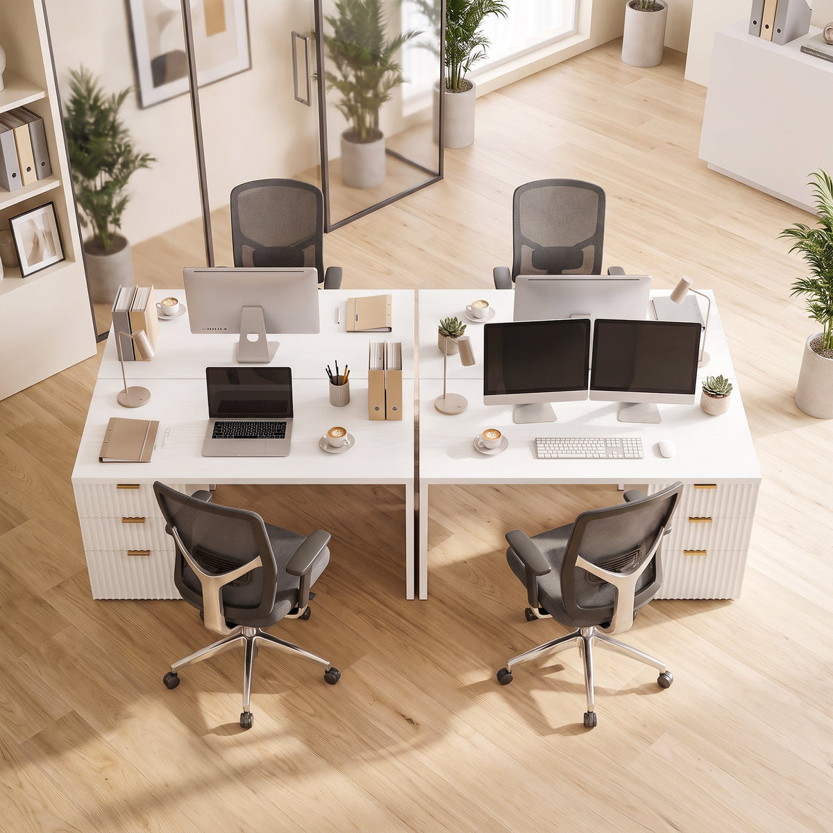 Computer Desk with 3 Drawers, 120 cm Reversible Home Office Desk with Storage, Thick Top, Modern Study Table with File Drawer for A4 and Letter Size, Bedroom, Studio, White