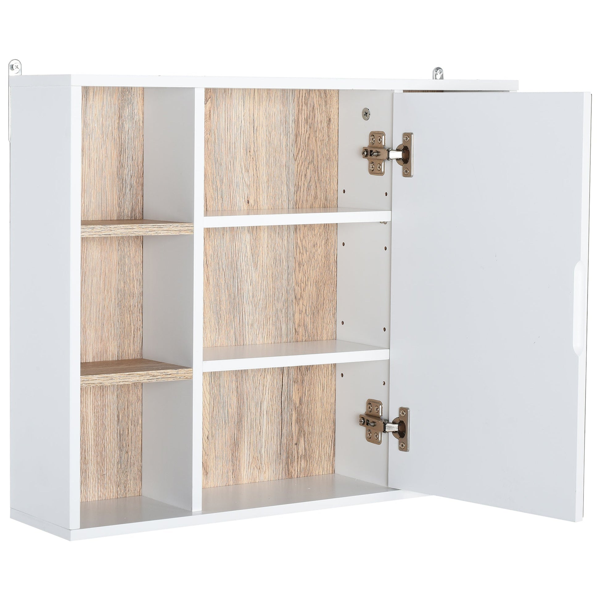 HOMCOM Bathroom Mirror Cabinet, Wall Mounted Storage Cabinet with Open Cupboard and Adjustable Shelf, White