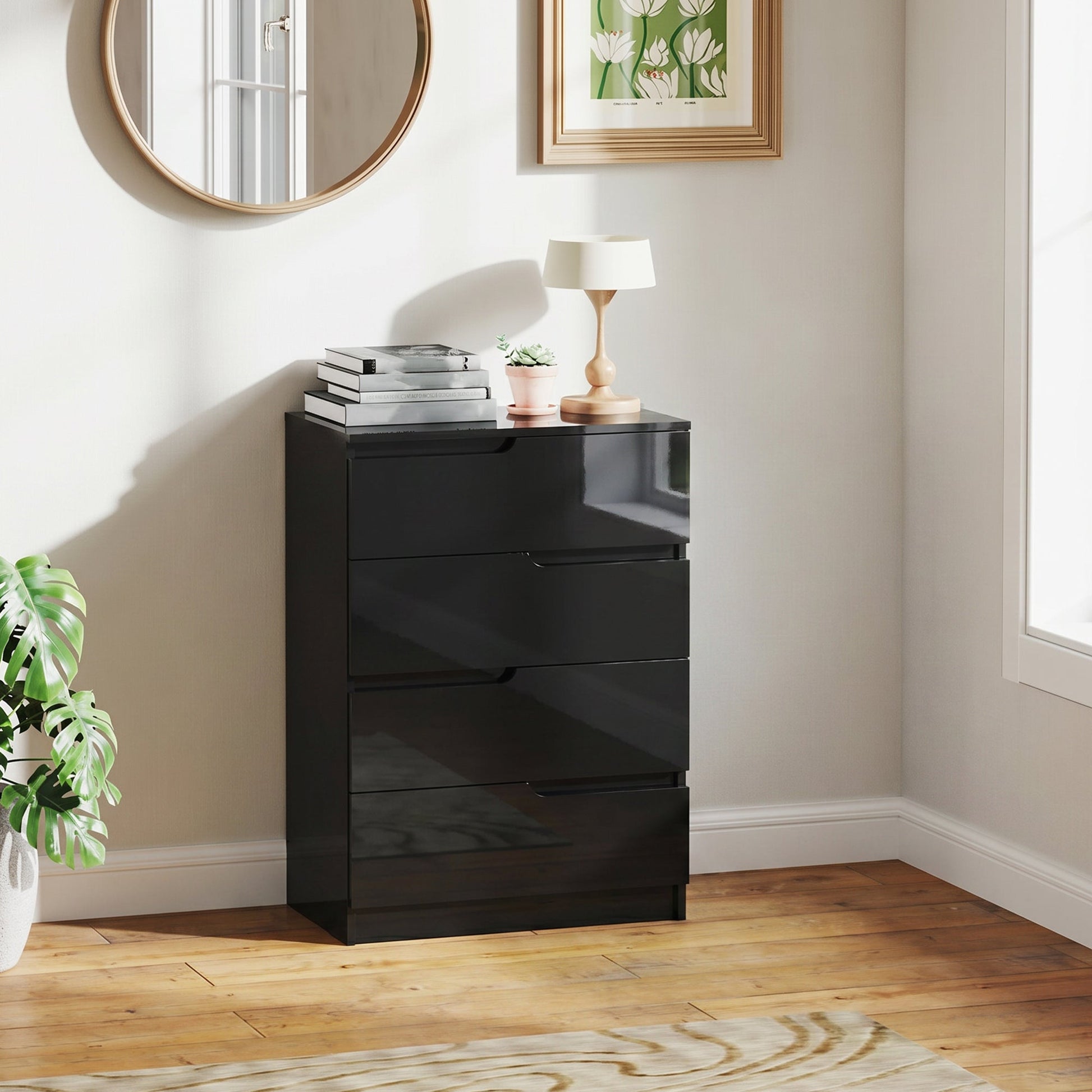 Modern Dresser with 4 Drawers, Chest of Drawers for Bedroom, Living Room, 60 x 40 x 85cm, Black