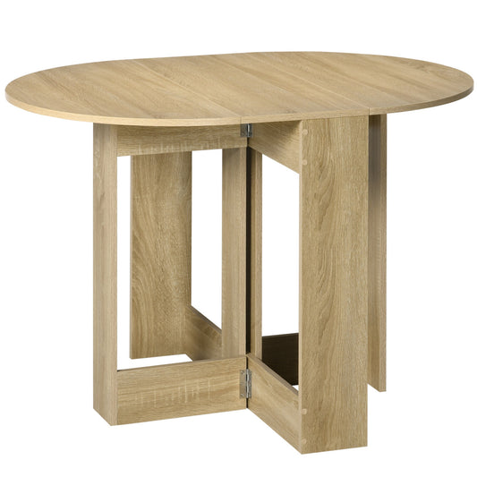 HOMCOM Folding Dining Table, Space-saving Drop Leaf Table for Small Space, Kitchen, Dining Room, Oak