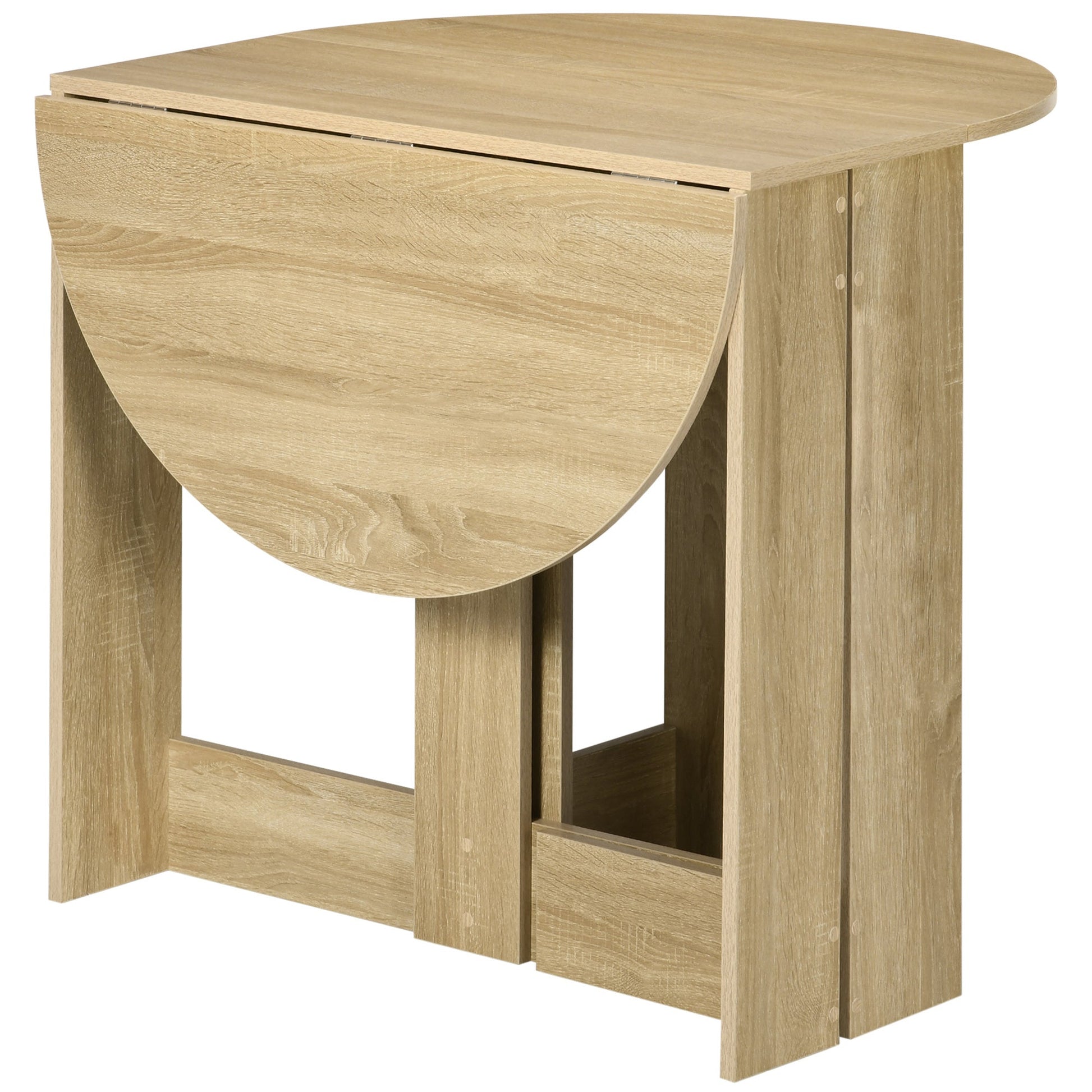 HOMCOM Folding Dining Table, Space-saving Drop Leaf Table for Small Space, Kitchen, Dining Room, Oak