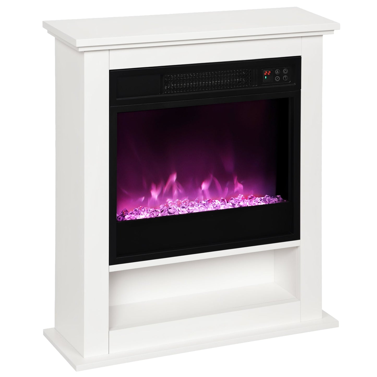 Electric Fireplace with 9 Colours Realistic Flame Effect & 5 Brightness Levels, 1800W Freestanding White Electric Fire and Mantel Reach up to 30㎡ Space with Remote & Timer for Living Room