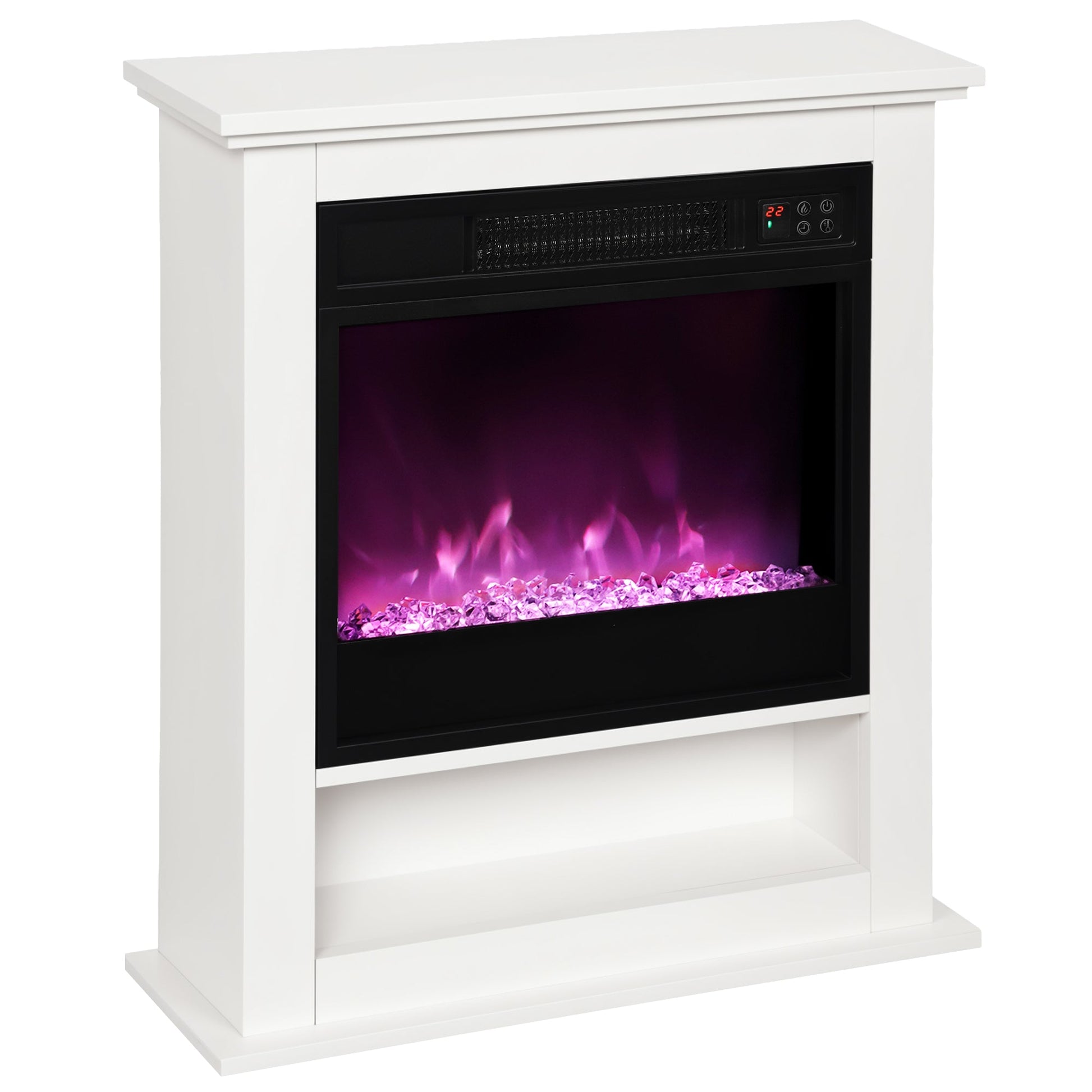 Electric Fireplace with 9 Colours Realistic Flame Effect & 5 Brightness Levels, 1800W Freestanding White Electric Fire and Mantel Reach up to 30㎡ Space with Remote & Timer for Living Room