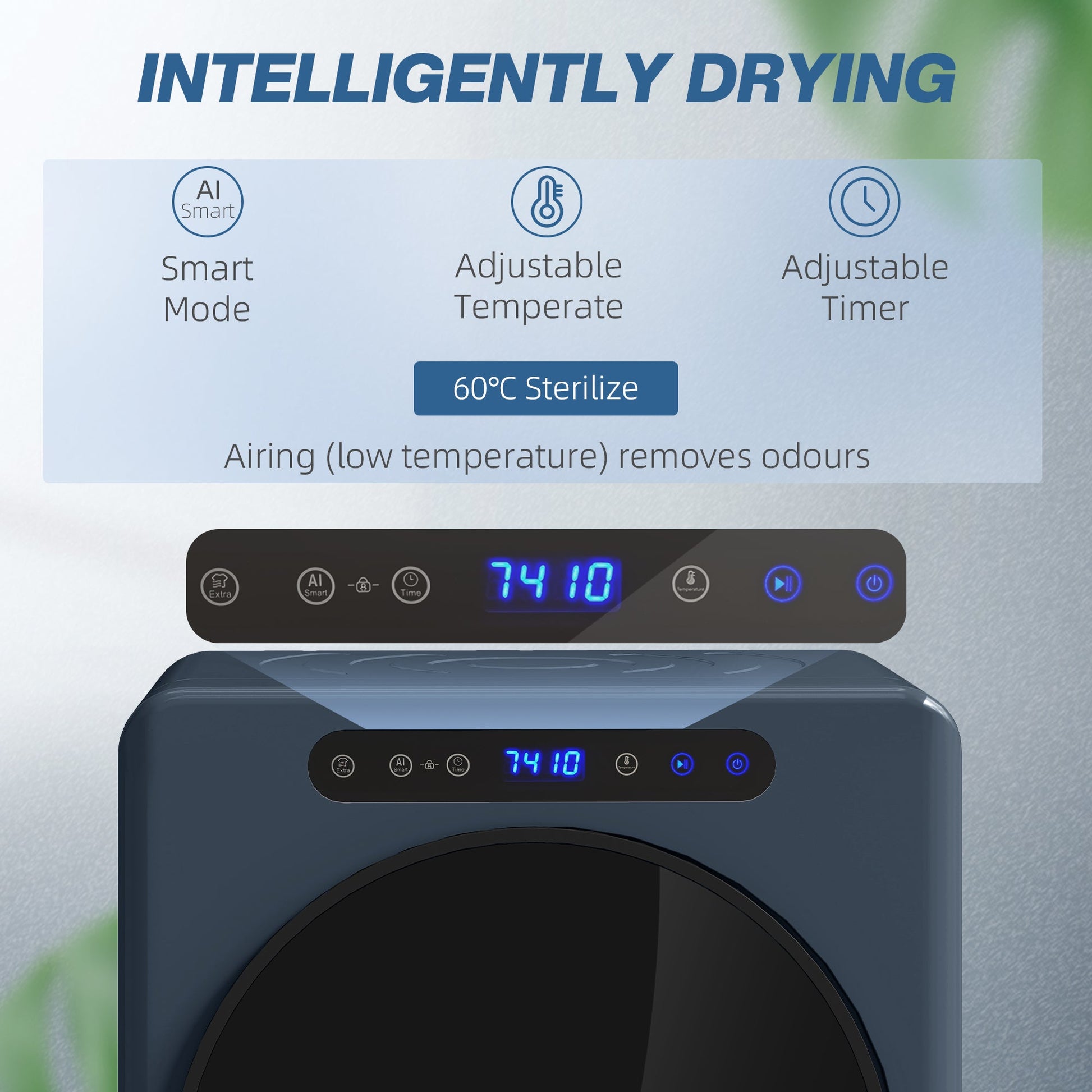 5kg Vented Tumble Dryer, 1000W Compact Freestanding Front Tumble Dryer with Stainless Steel Tub, Timer, 6 Heat Settings, Small Portable Clothes Drying Machine, Blue