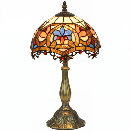 Tiffany Lamp, Stained Glass Table Lamp, Handcrafted Artisan Collectible, Suitable for Living Room and Bedside, Multi-Coloured, Ф25 x 45Hcm, Zinc Alloy.