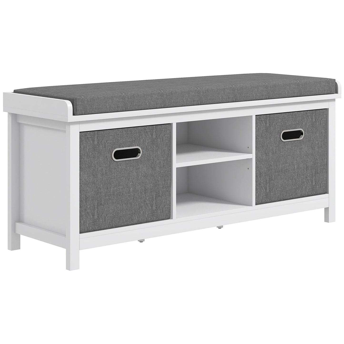 HOMCOM Shoe Bench with Seat, Shoe Storage Bench with Cushion, 2 Drawers and Adjustable Shelf for Entryway, Hallway, Living Room, Bedroom, White