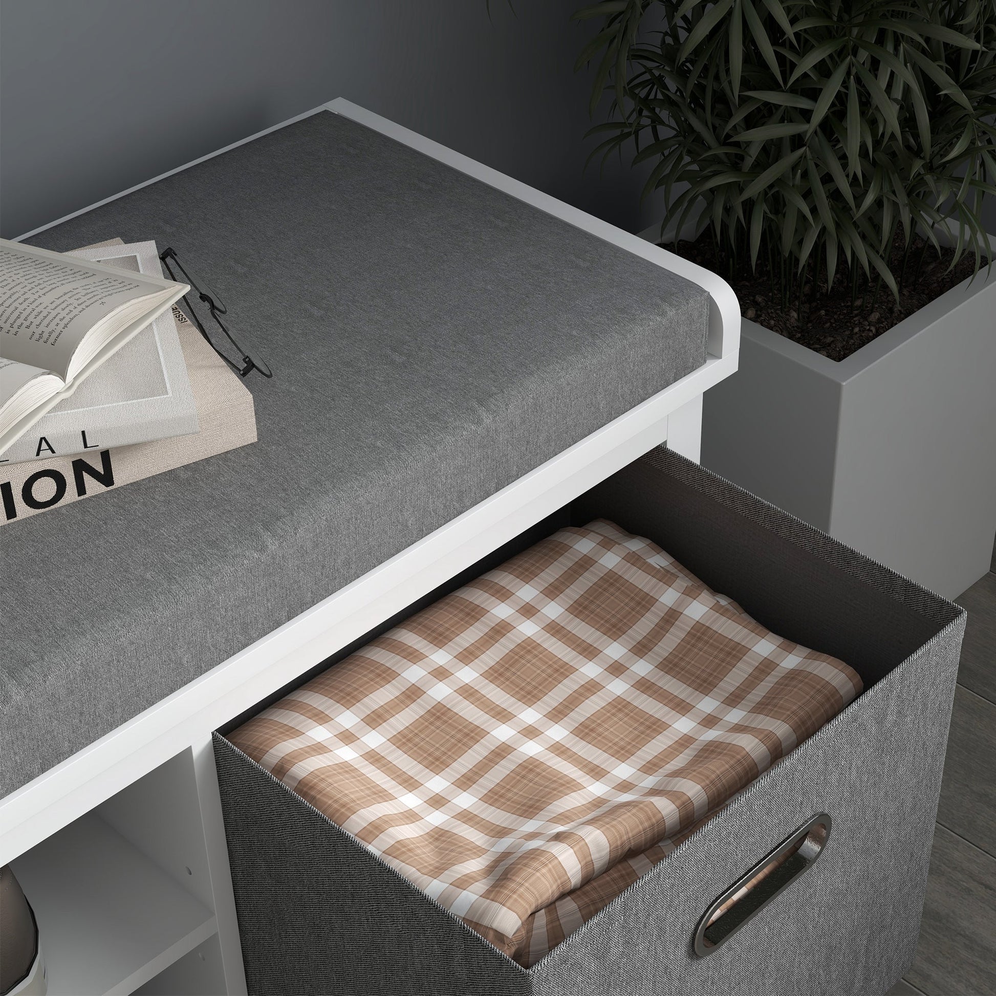 HOMCOM Shoe Bench with Seat, Shoe Storage Bench with Cushion, 2 Drawers and Adjustable Shelf for Entryway, Hallway, Living Room, Bedroom, White