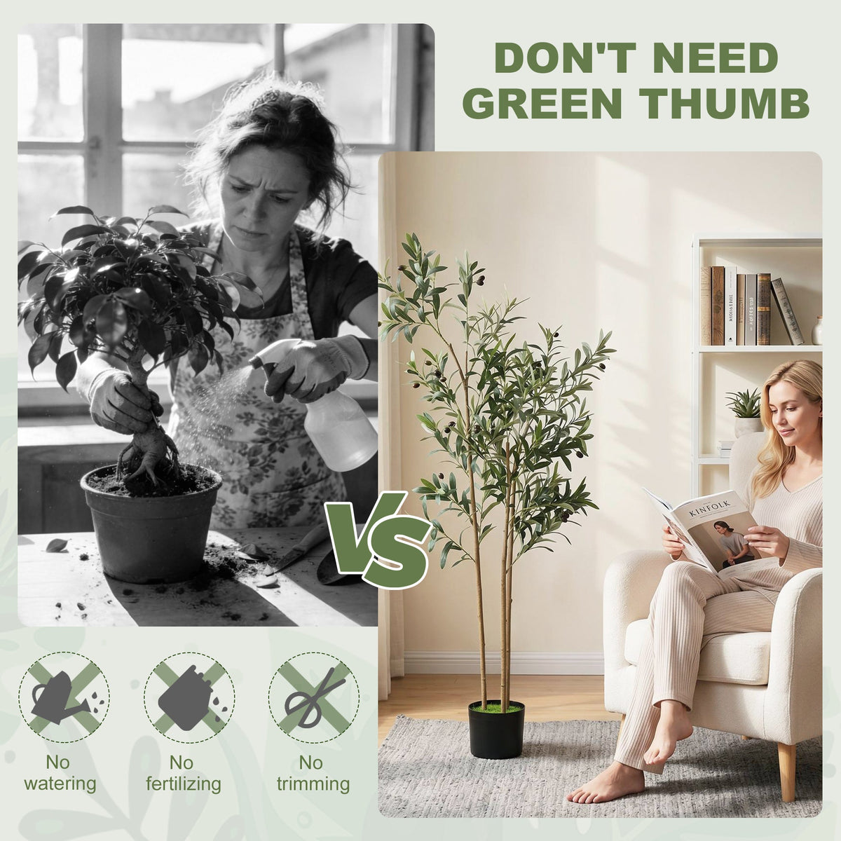 148 cm Decorative Artificial Plant, Silk Olive Tree with 553 Leaves in Cement Pot, Fake Plant for Home, Office, Living Room, Indoor Decor