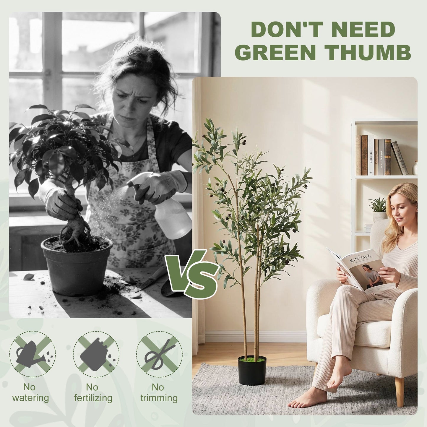 148 cm Decorative Artificial Plant, Silk Olive Tree with 553 Leaves in Cement Pot, Fake Plant for Home, Office, Living Room, Indoor Decor
