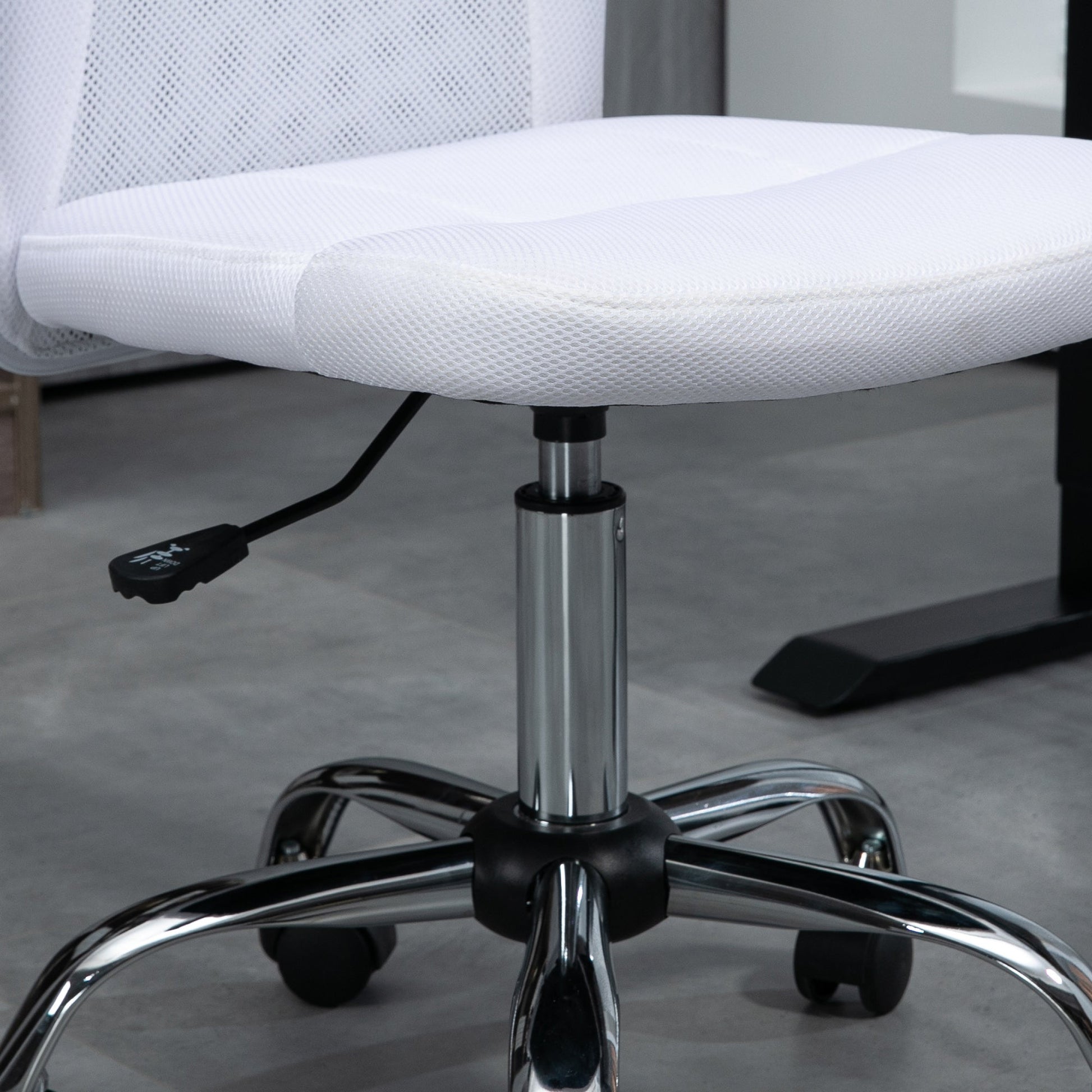Vinsetto Office Chair, Armless Desk Chair, Adjustable Computer Swivel Chair with Rolling Wheels and Mesh Back for Home Work Study, White