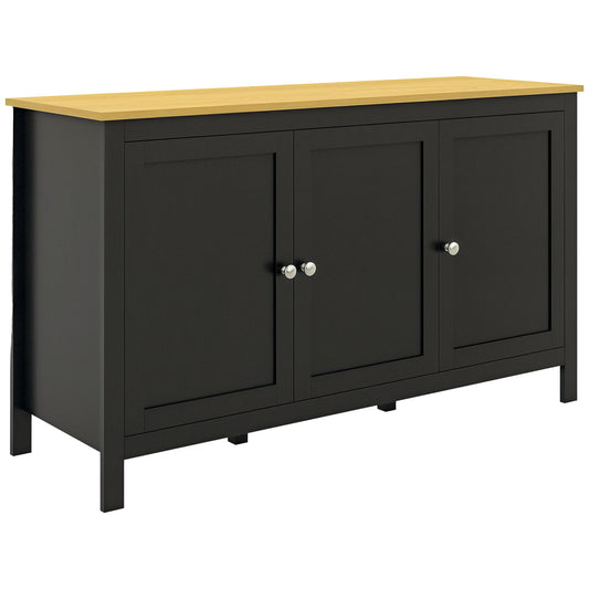 Sideboard Buffet Storage Cabinet, Modern Kitchen Cupboard with 3 Doors and 2 Adjustable Shelves for Dining Room, Living Room, Black