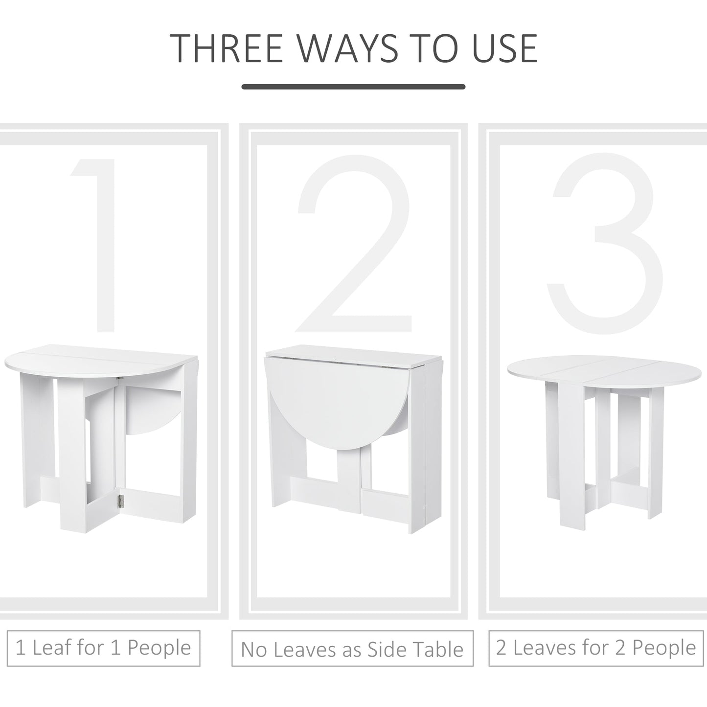 HOMCOM Folding Dining Table, Space-saving Drop Leaf Table for Small Space, Kitchen, Dining Room, White