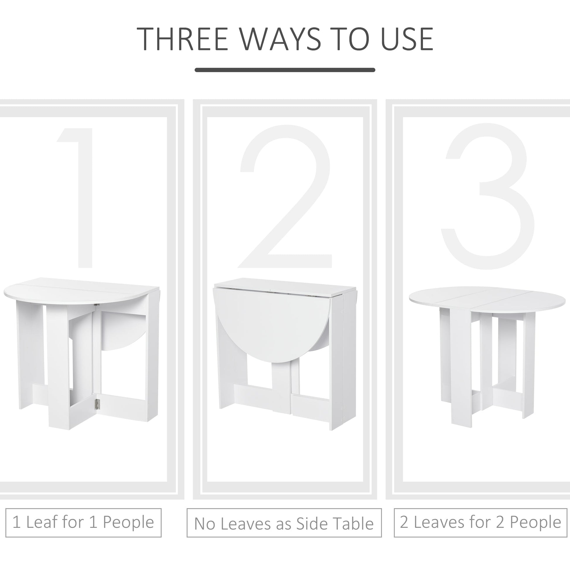 HOMCOM Folding Dining Table, Space-saving Drop Leaf Table for Small Space, Kitchen, Dining Room, White