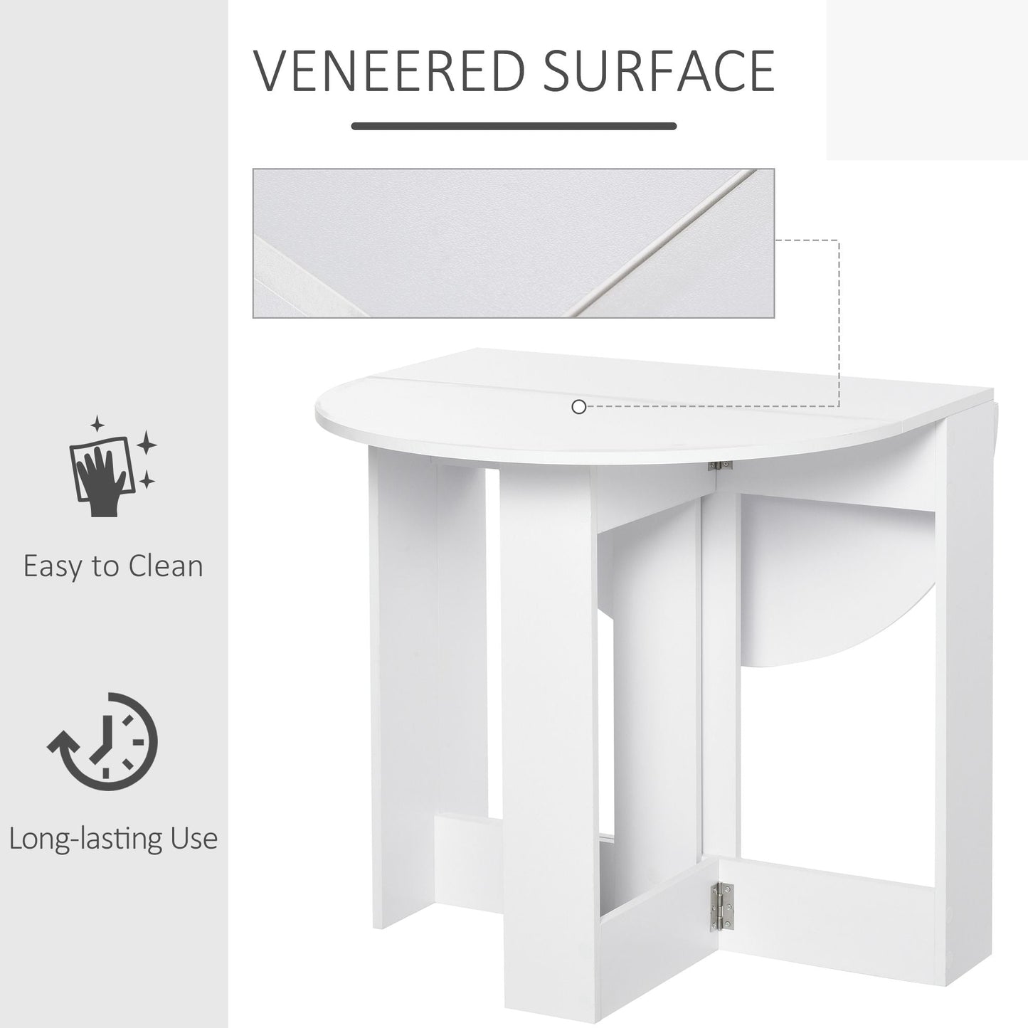 HOMCOM Folding Dining Table, Space-saving Drop Leaf Table for Small Space, Kitchen, Dining Room, White