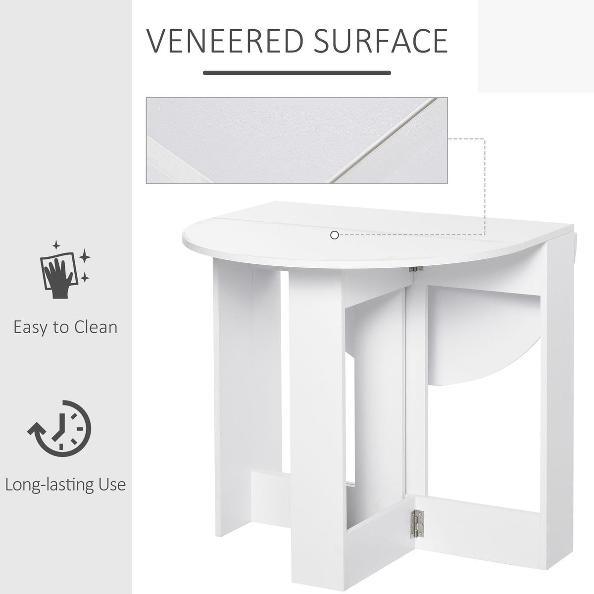 HOMCOM Folding Dining Table, Space-saving Drop Leaf Table for Small Space, Kitchen, Dining Room, White