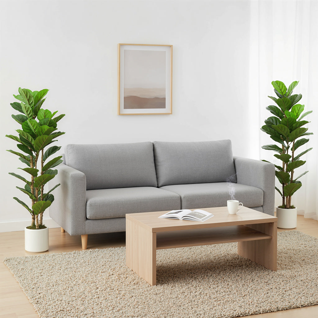 120cm Artificial Fiddle Leaf Fig Trees Set of Two with Solid Wood Trunks, Decorative Artificial Plants with 45 Leaves in Pot for Indoor Living Room Office Home Decor, Green