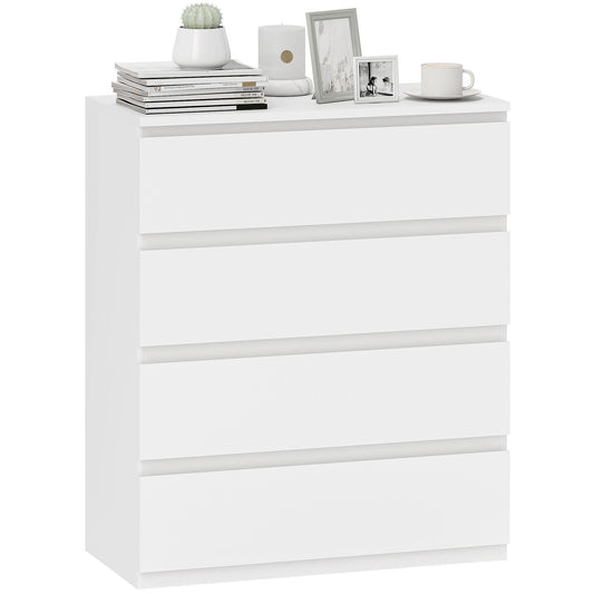 Chest of Drawers, 4-Drawer Storage Organiser Unit for Bedroom, Living Room, 80 x 39 x 95cm, White