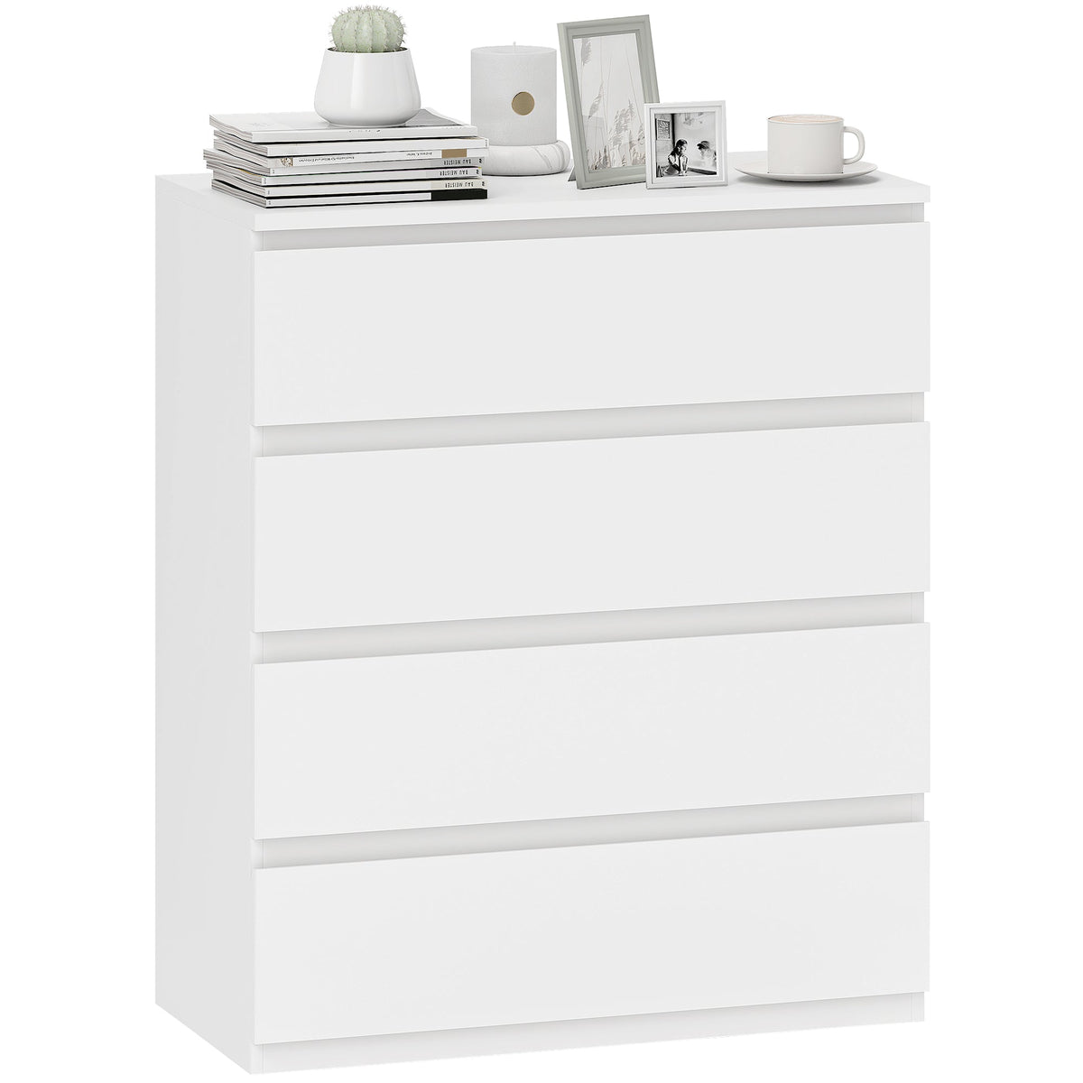 Chest of Drawers, 4-Drawer Storage Organiser Unit for Bedroom, Living Room, 80 x 39 x 95cm, White