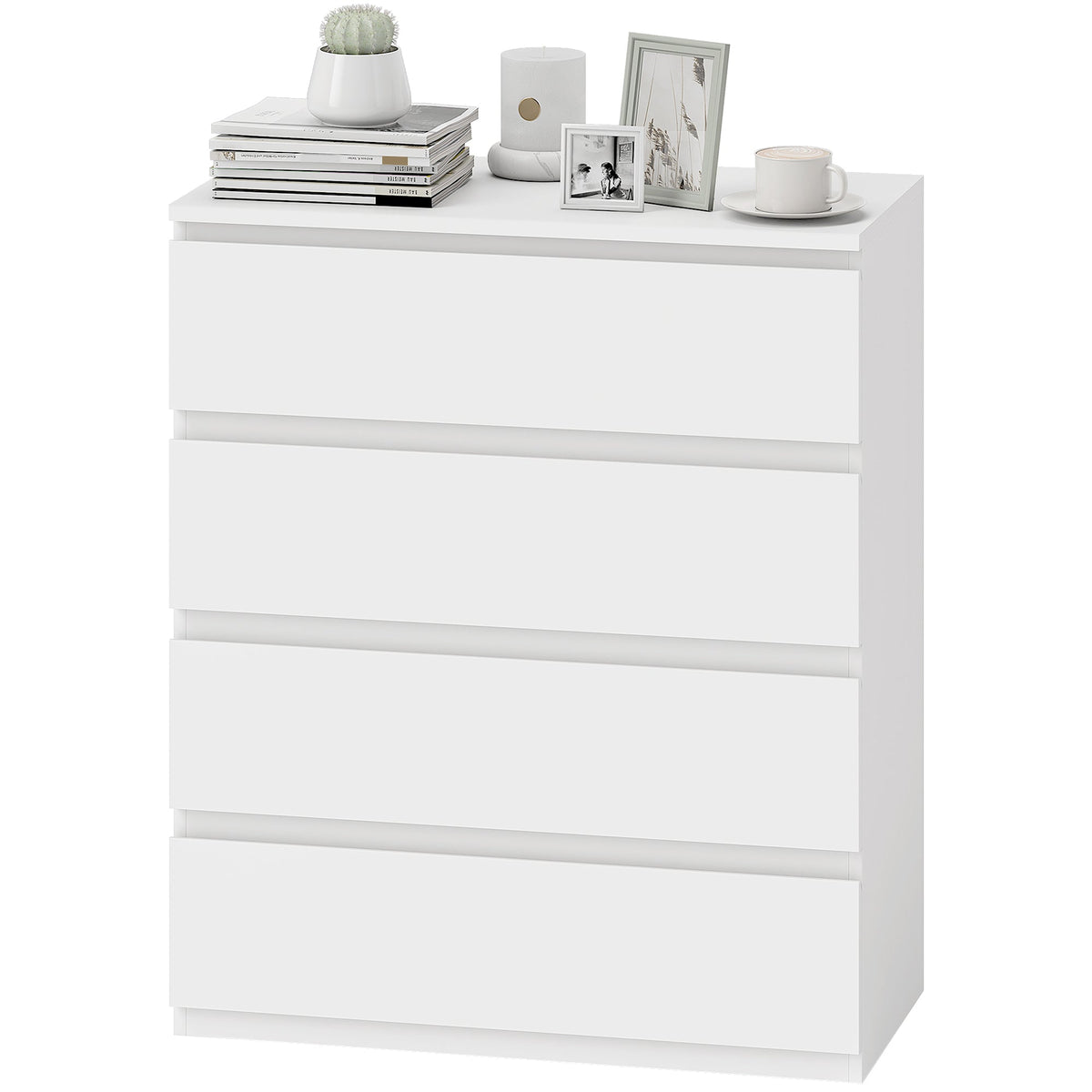 Chest of Drawers, 4-Drawer Storage Organiser Unit for Bedroom, Living Room, 80 x 39 x 95cm, White