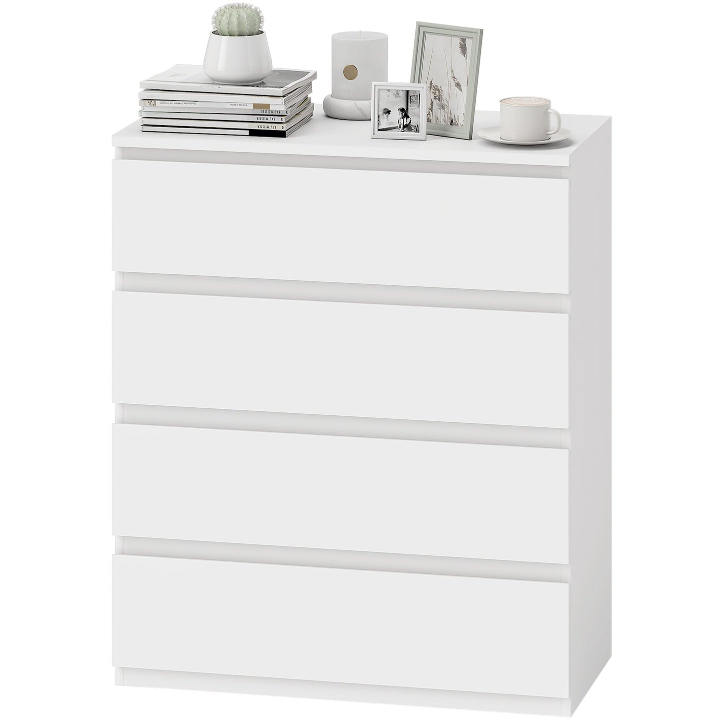 Chest of Drawers, 4-Drawer Storage Organiser Unit for Bedroom, Living Room, 80 x 39 x 95cm, White