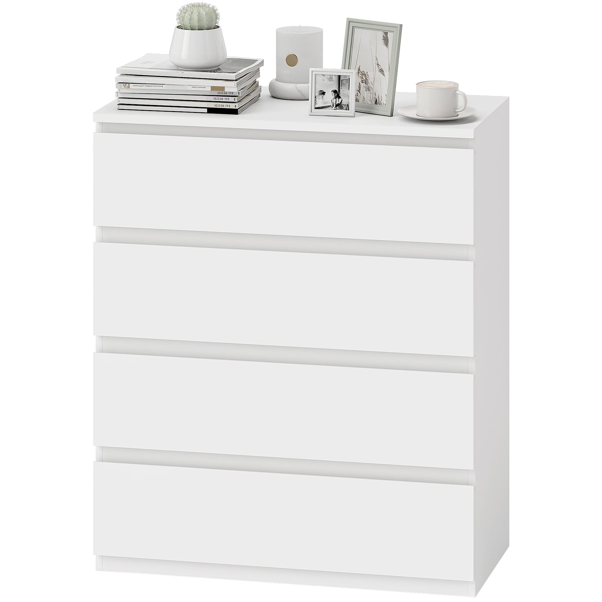 Chest of Drawers, 4-Drawer Storage Organiser Unit for Bedroom, Living Room, 80 x 39 x 95cm, White