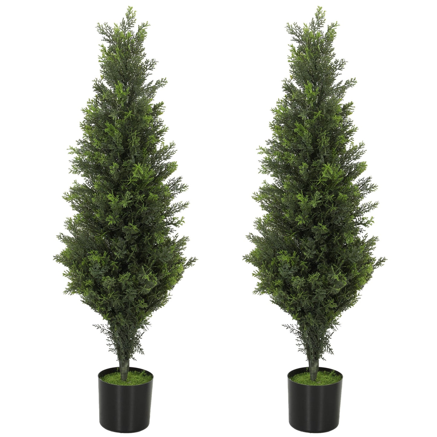 Set of 2 Decorative Artificial Plants Cypress in Weighted Pot, 90cm Tall Fake Plant with 564 Leaves for Home Indoor Outdoor Decor