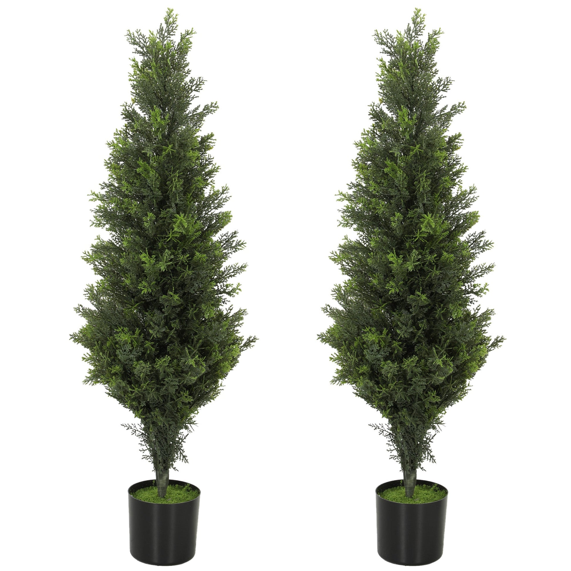 Set of 2 Decorative Artificial Plants Cypress in Weighted Pot, 90cm Tall Fake Plant with 564 Leaves for Home Indoor Outdoor Decor