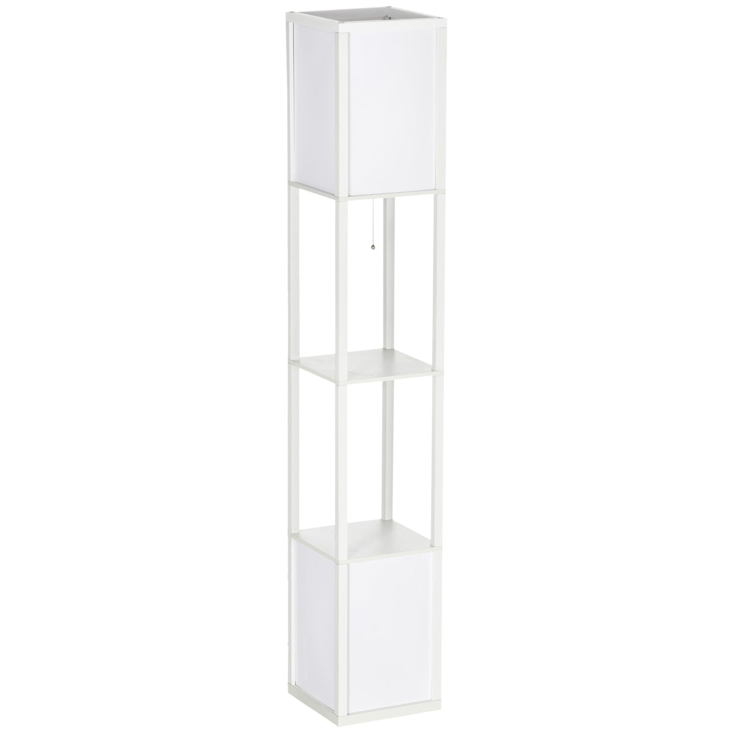 HOMCOM Floor Lamp with Shelves and Dual Light, Modern Corner Standing Lamp for Living Room, Bedroom, Bulb not Included, White