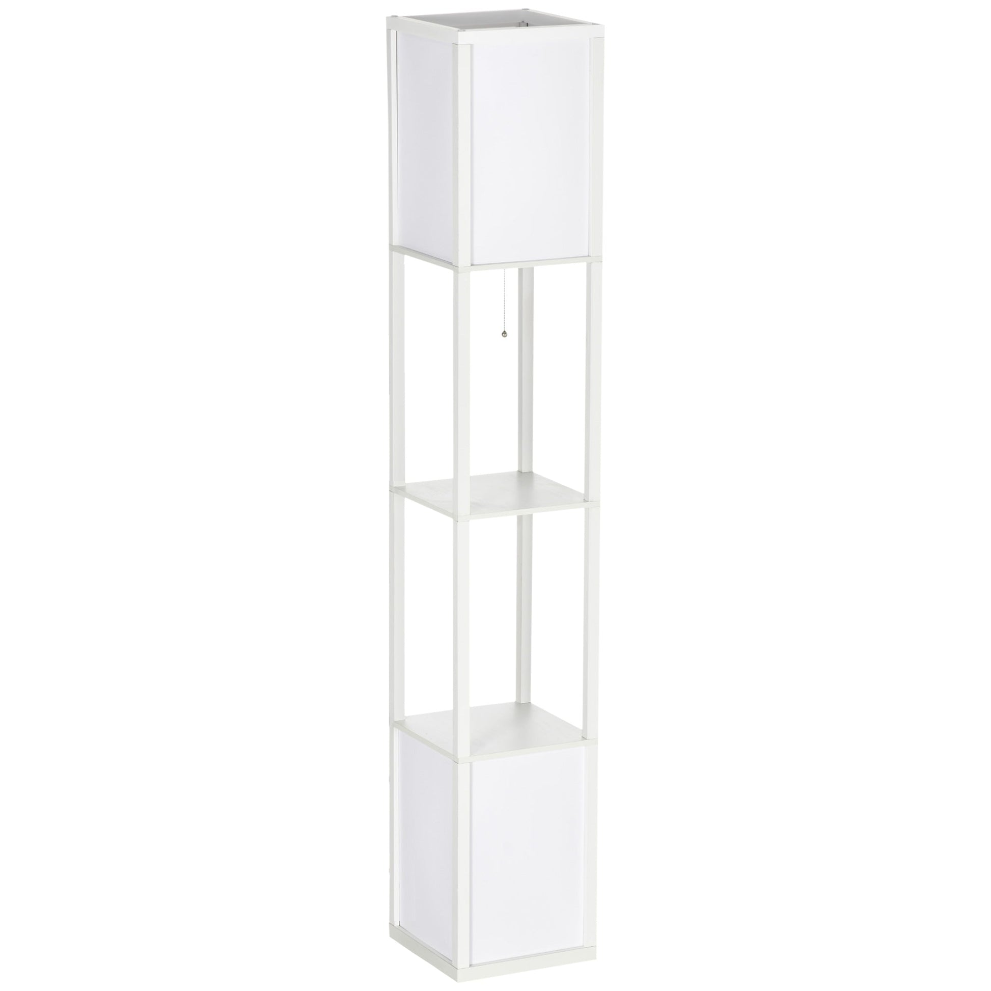 HOMCOM Floor Lamp with Shelves and Dual Light, Modern Corner Standing Lamp for Living Room, Bedroom, Bulb not Included, White