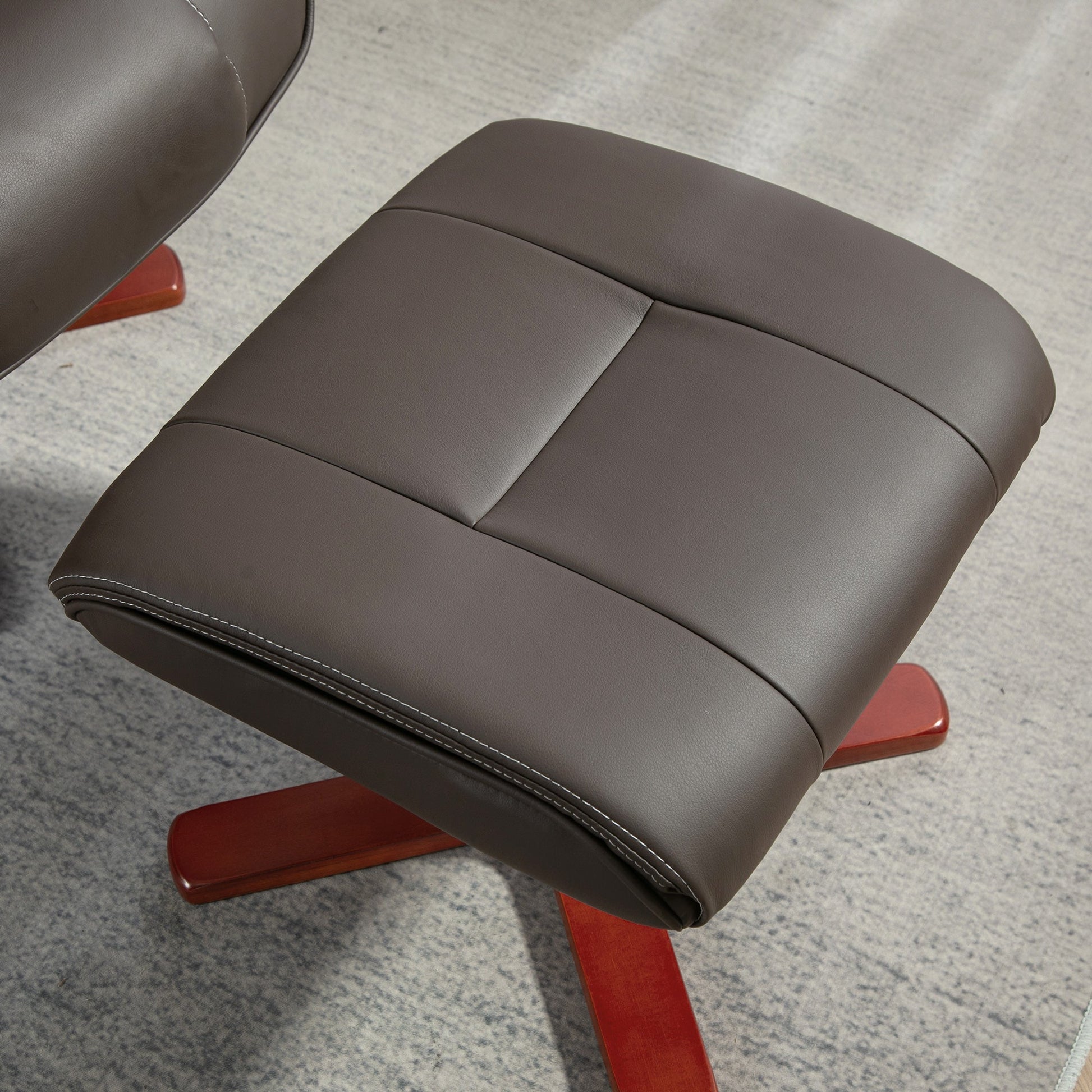 HOMCOM Recliner Chair with Footstool, PU Leather Upholstered Armchair with Adjustable Backrest, Leisure Lounge Chair for Living Room, Bedroom, Brown