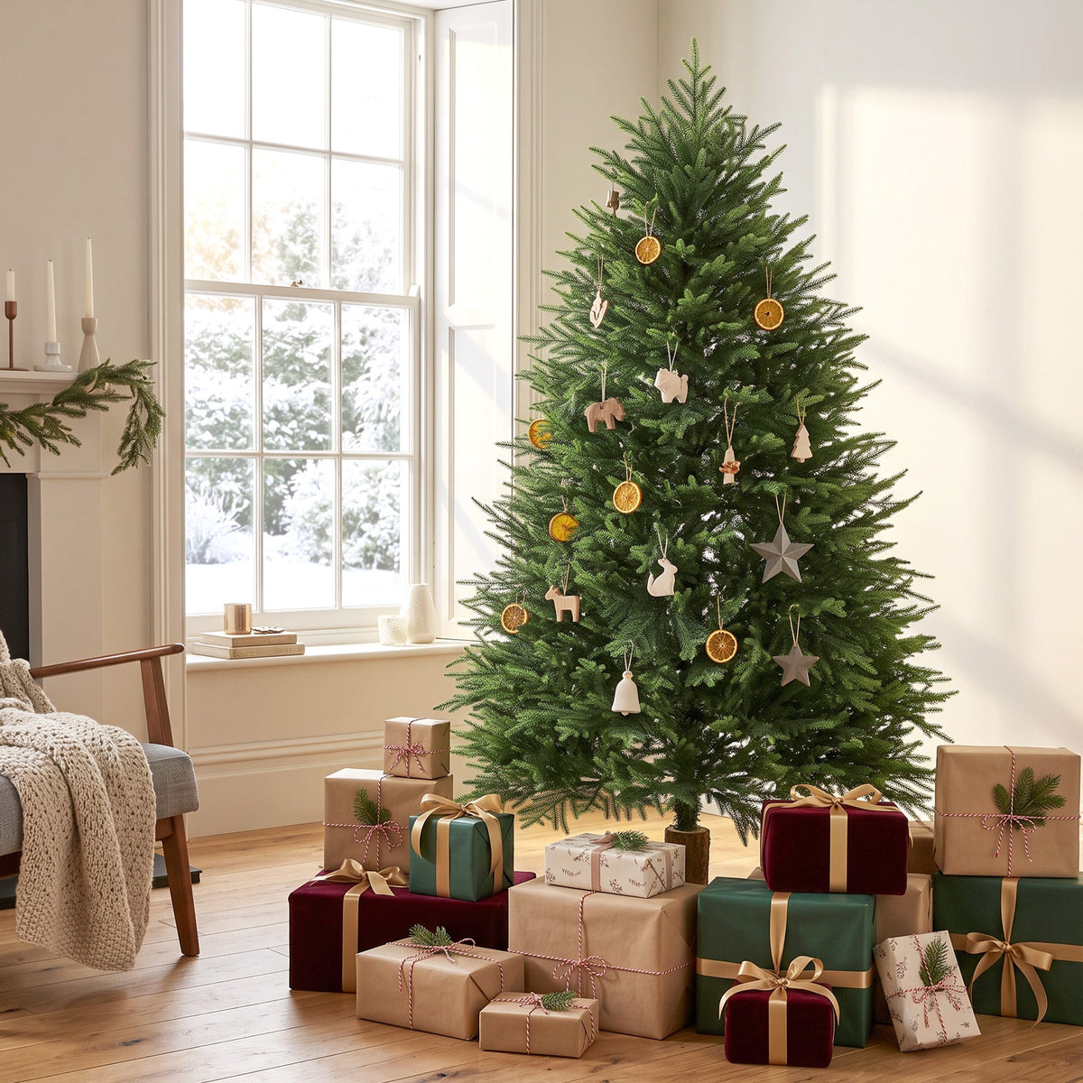 5ft Artificial Christmas Tree, Hinged Xmas Tree with Dense 513 PE & PVC Branch Tips, Realistic Fir Wood Base, Auto Open for Home Office Decor, Green