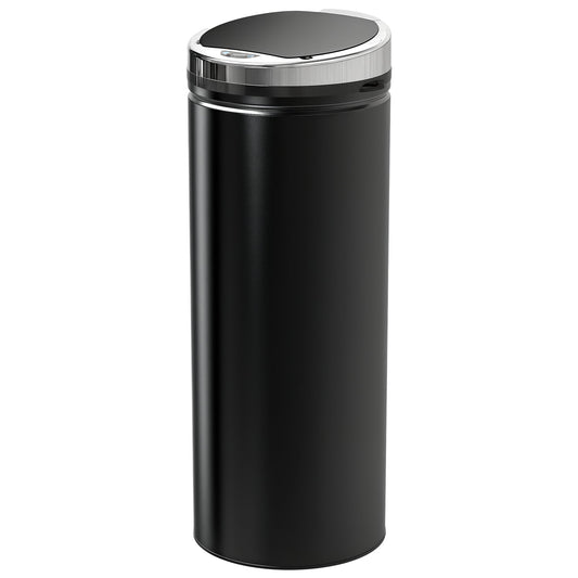 50L Sensor Bin with Quiet Soft-Close Lid, Automatic Touchless Motion Sensor Rubbish Bin with Fingerprint Resistant, Stainless Steel for Hygienic Kitchen, Home Office Use, Black