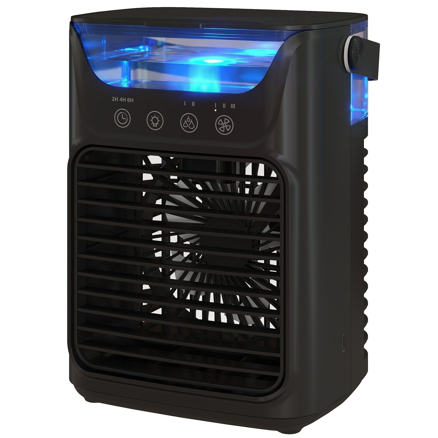 21 cm Desk Fan with Adjustable Head, 3-Speed Table Fan with 700 ml Water Tank, Small Fan with RGB Light for Bedroom, Home Office, Black