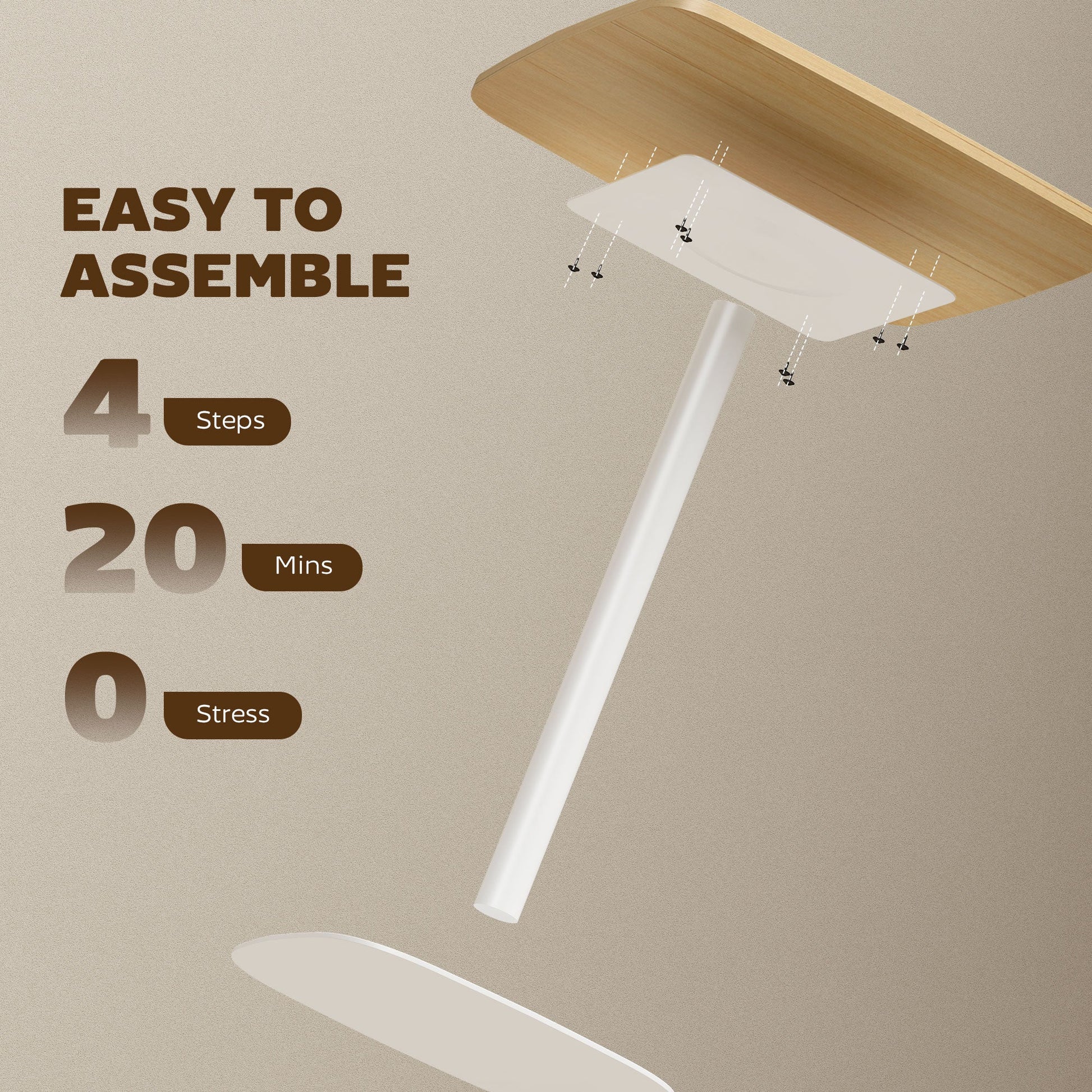 Small Dining Table, 60 cm Square Kitchen Table with Wood Veneer Top, Square Steel Pedestal Base and Anti-slip Foot Pads for Living Room, Dining Room, Natural Wood Finish
